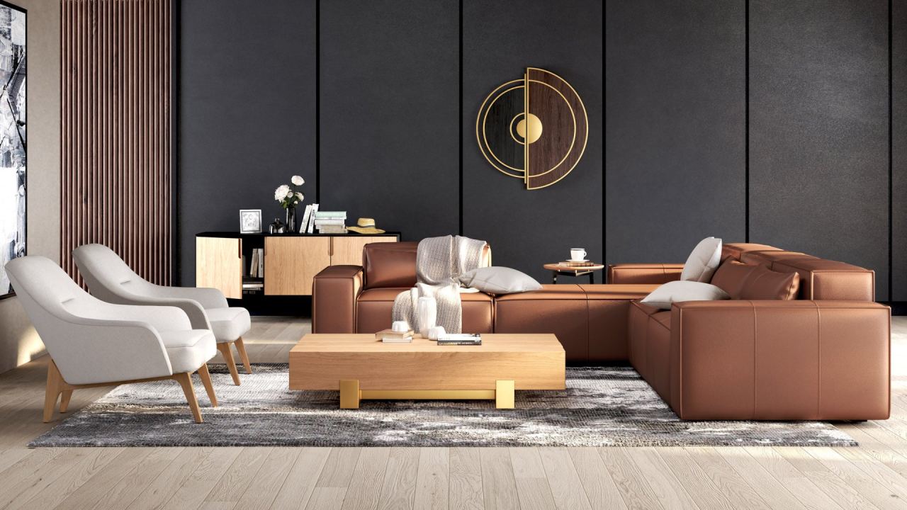 Martha Modular Middle -Leather, in a room