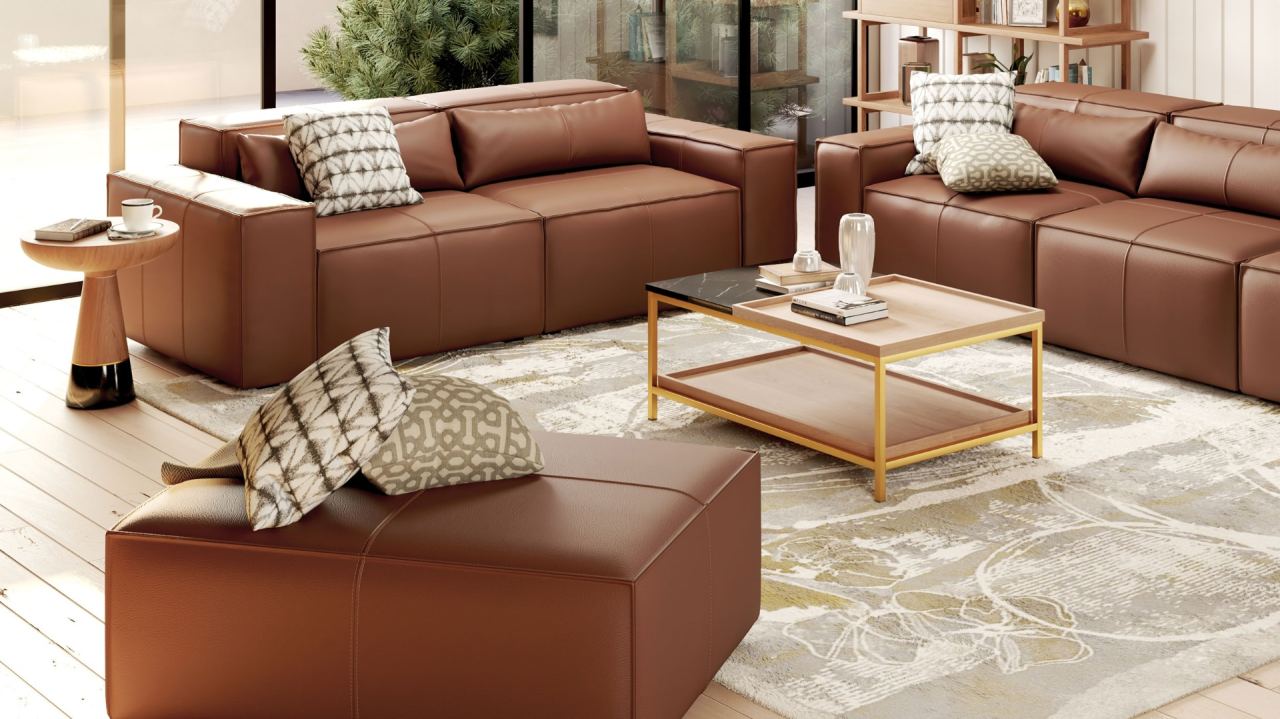 Martha Ottoman Leather, in a room