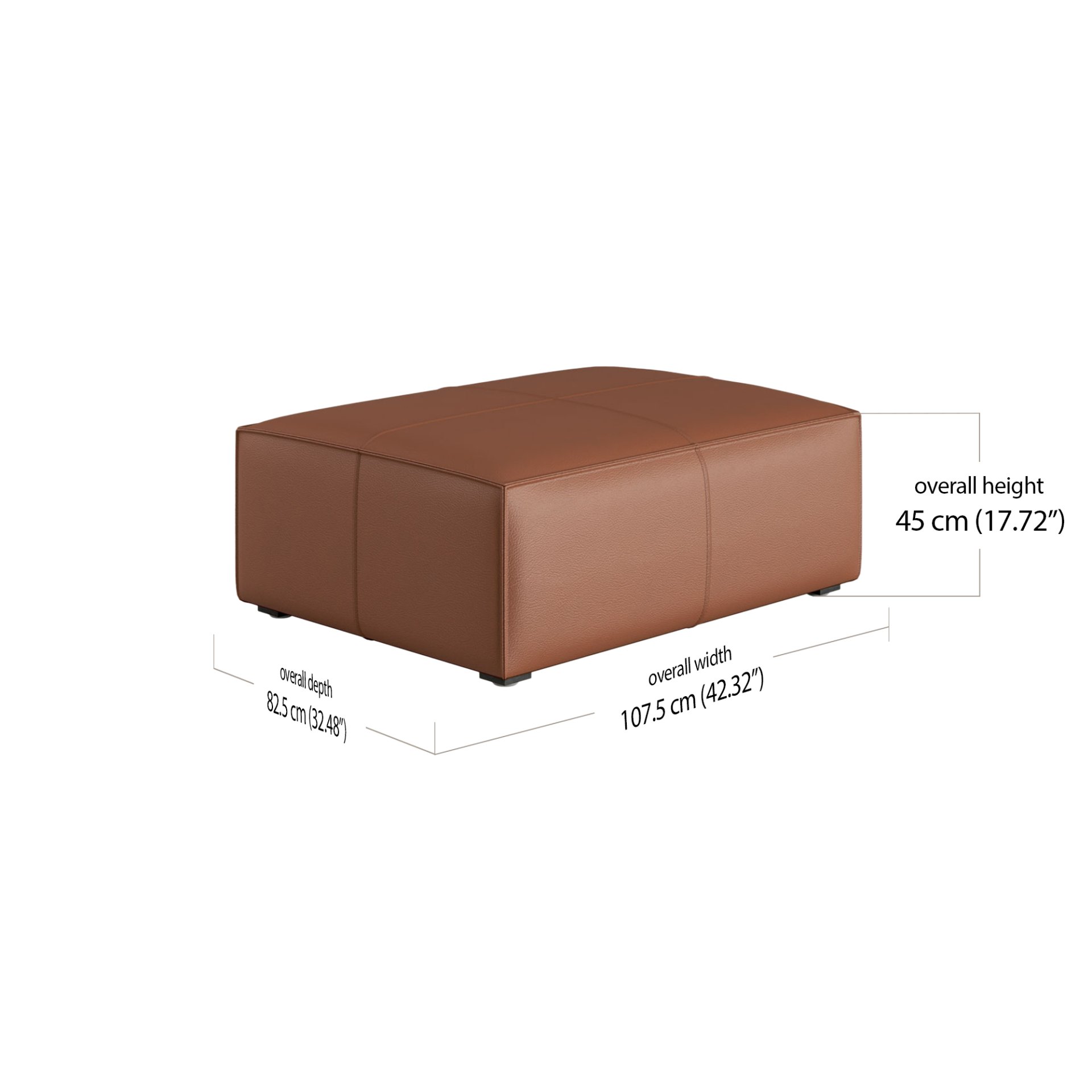 Martha Ottoman Leather dimensions