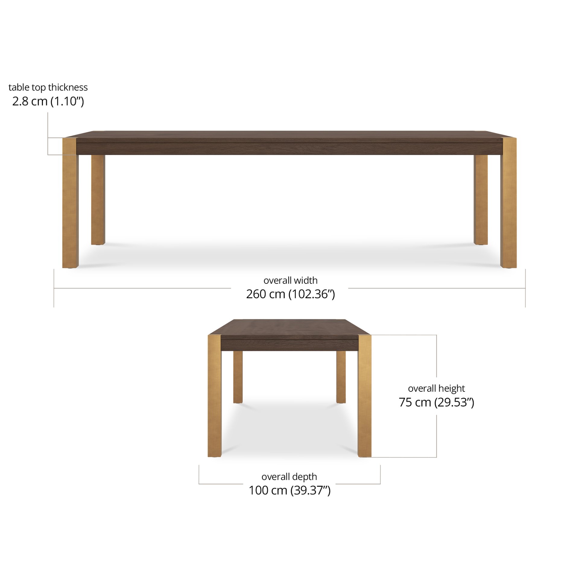 Nana Dining Table 260 dimensions