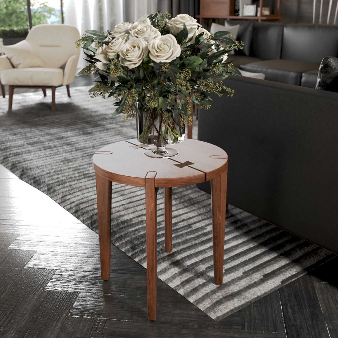Nido Round Side Table in a furnished room