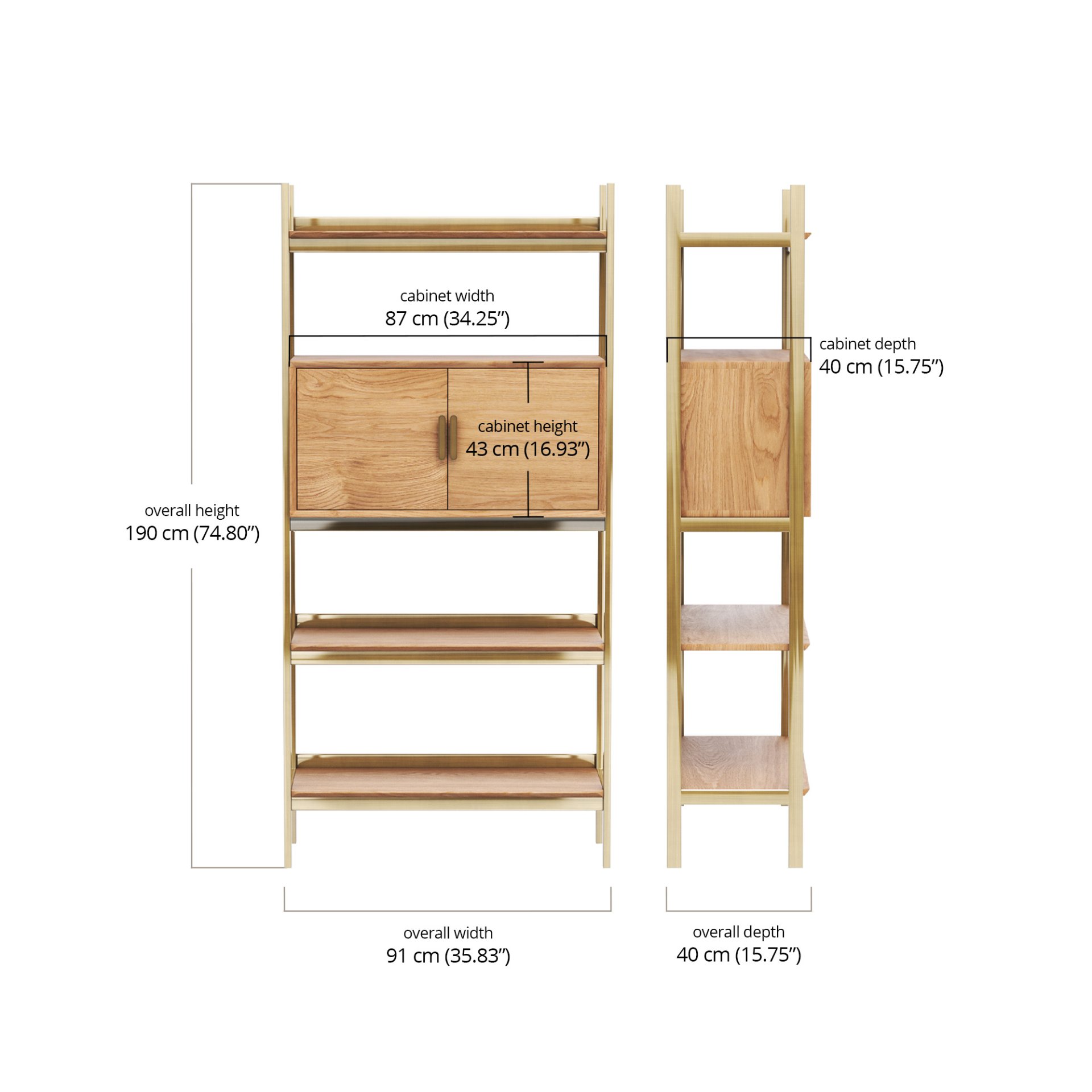 Nima BookShelf Small Cabinet dimensions