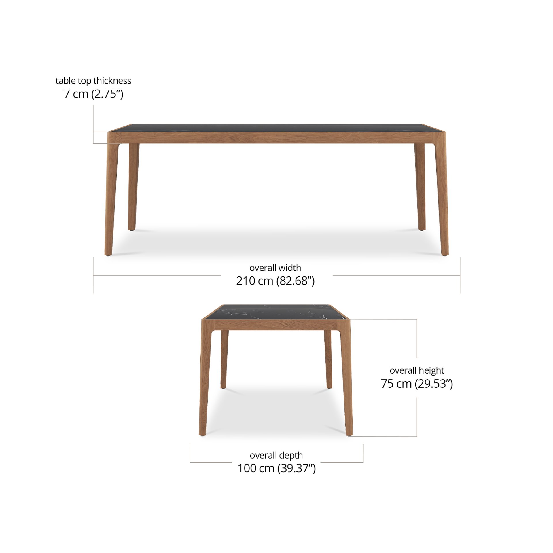 Neil Dining Table 210 dimensions