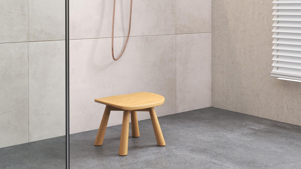 Noir Shaving Stool, in a room