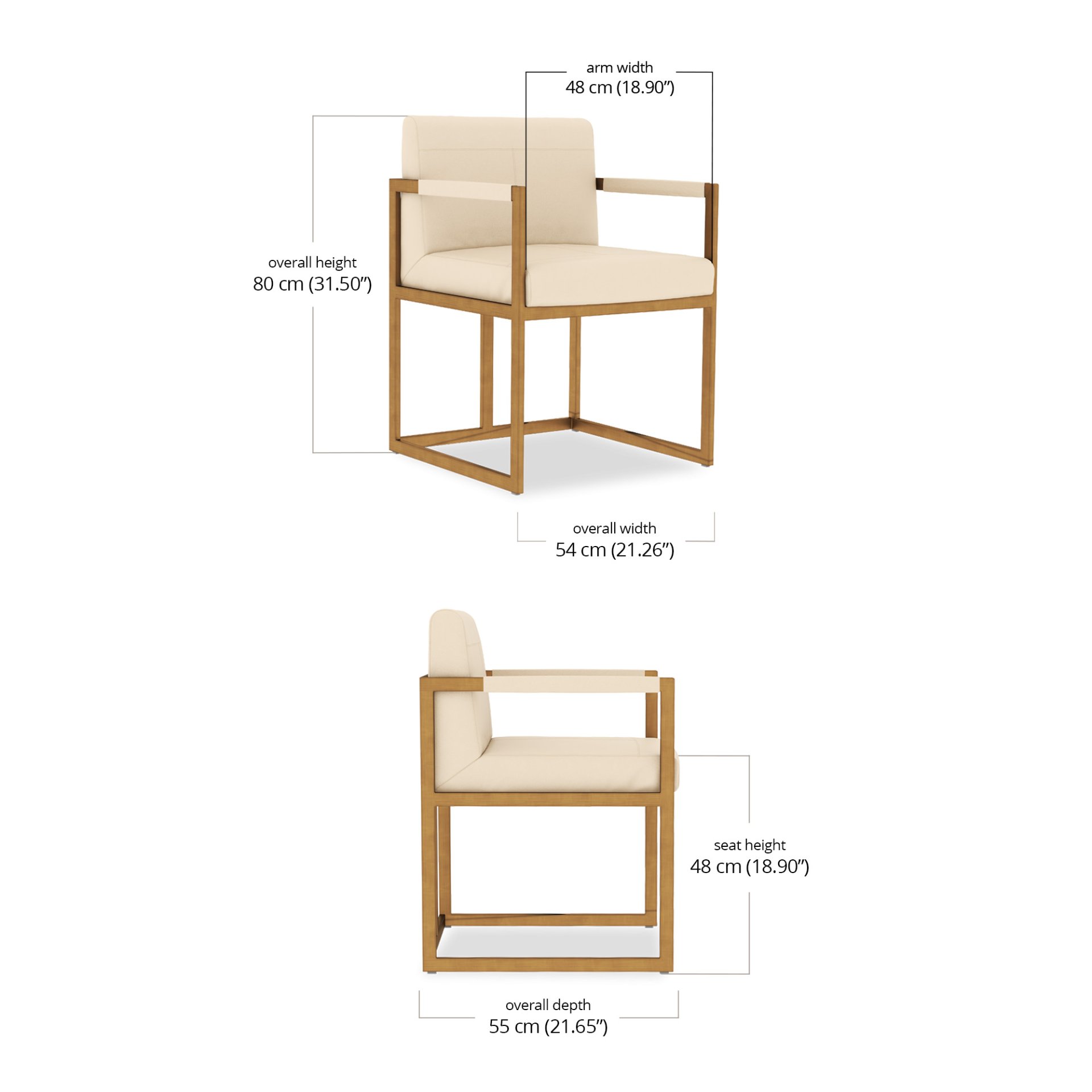 Oana Dining Arm Chair Leather dimensions