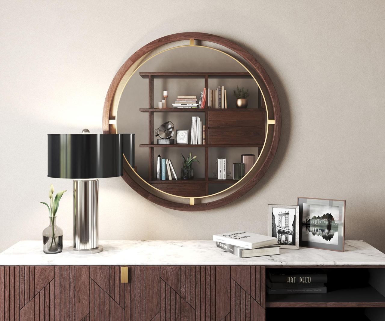 Oblic Mirror, in a room