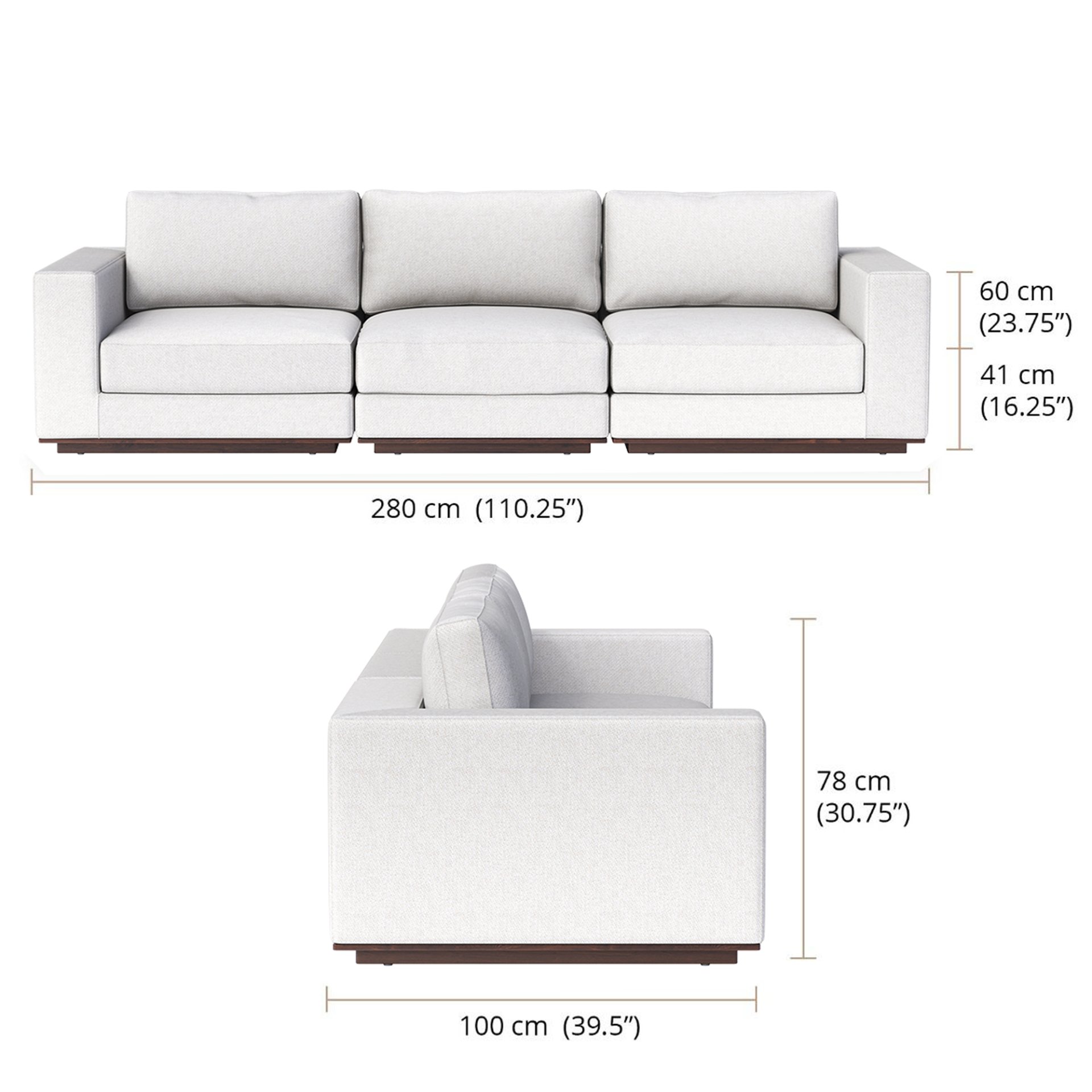 Oburr 3 Seater dimensions