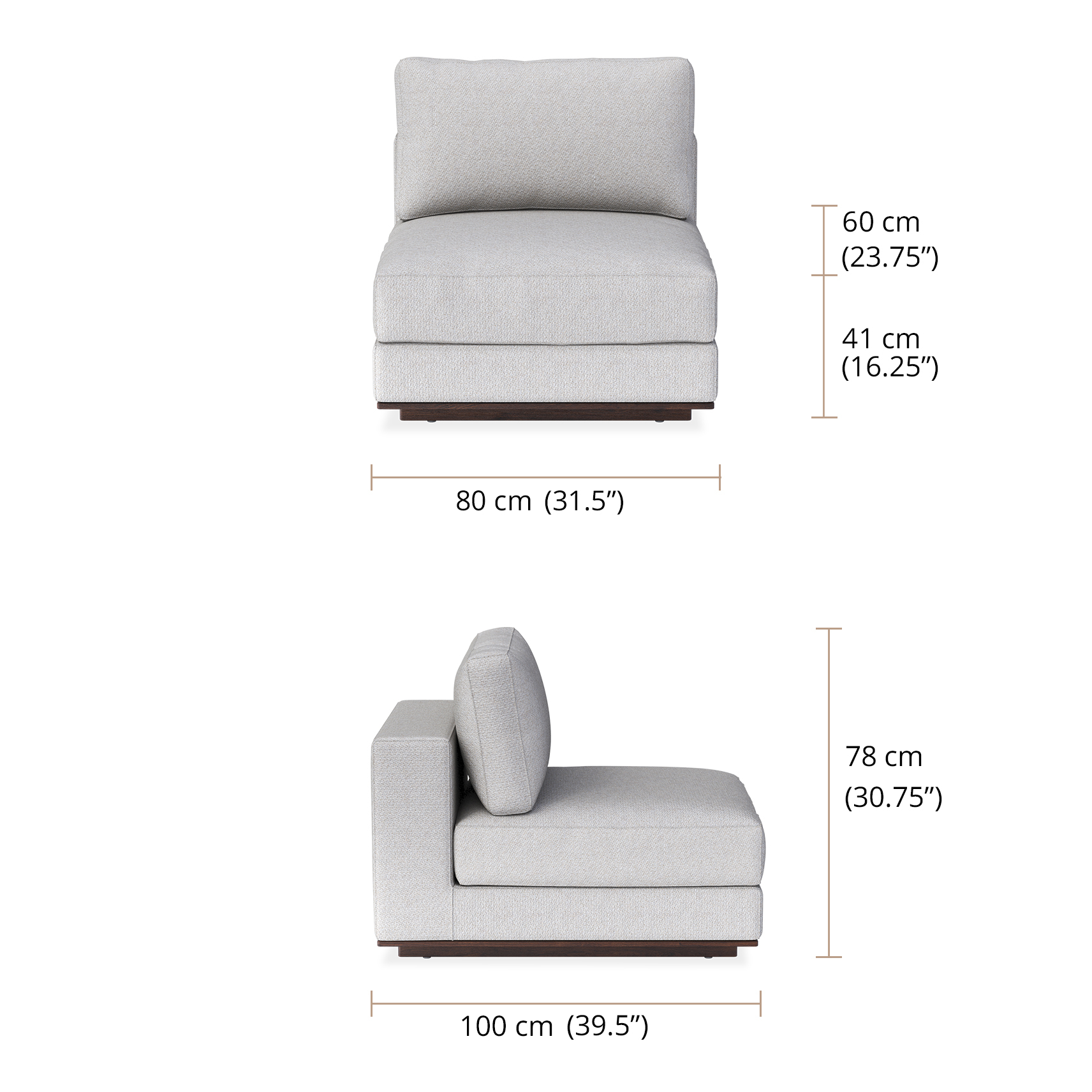 Oburr Middle Modular Sofa dimensions