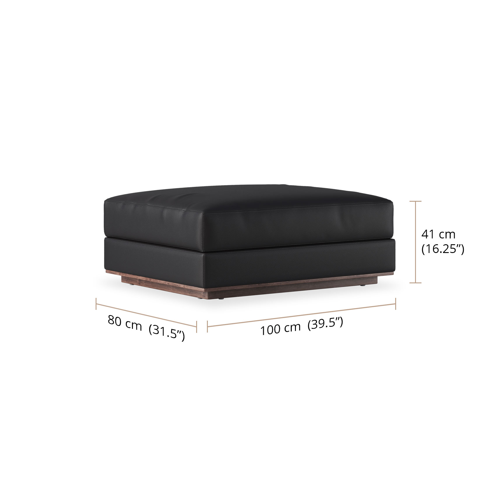 Oburr Ottoman Leather dimensions