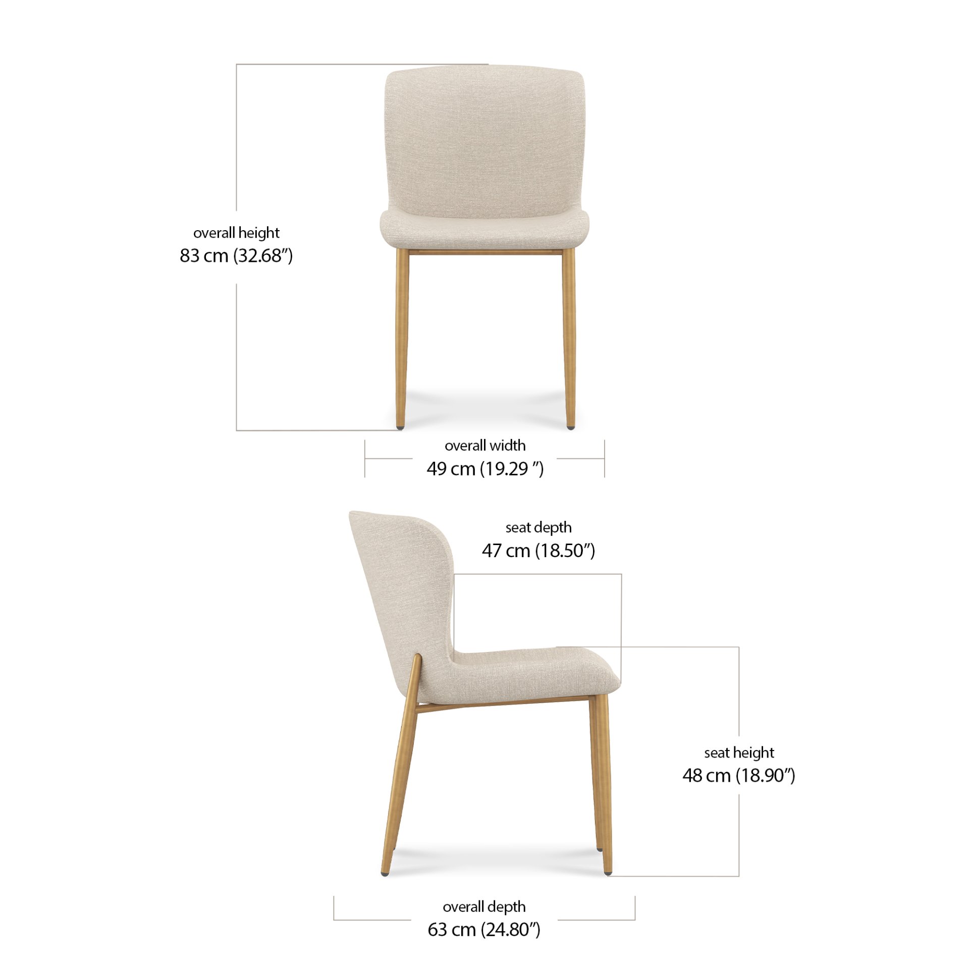 Oasy Dining Chair dimensions