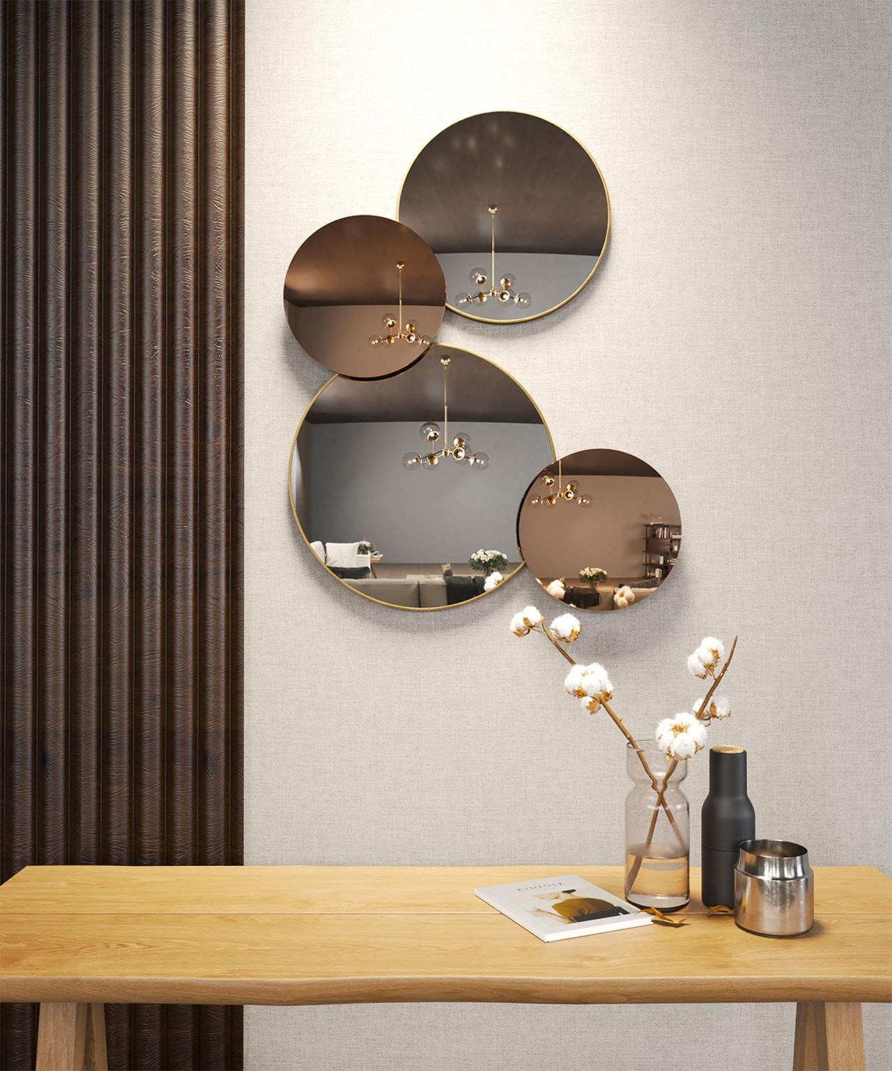 Overlapping  Decor Mirror, in a room