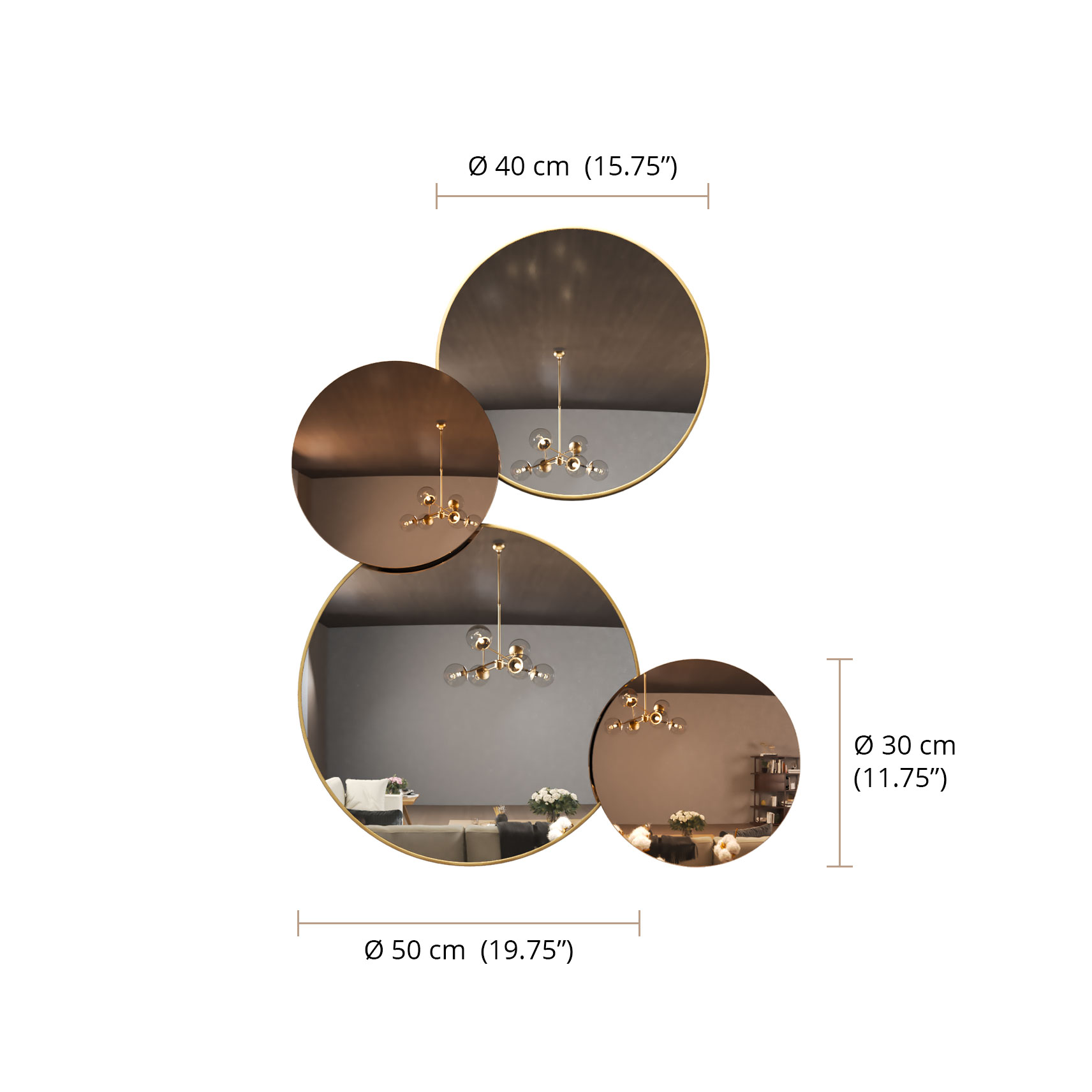 Overlapping  Decor Mirror dimensions