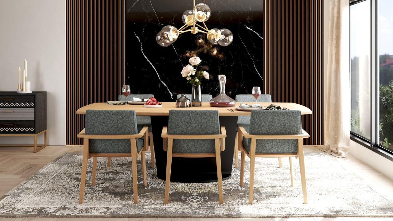 Ovate Dining Table in a furnished room