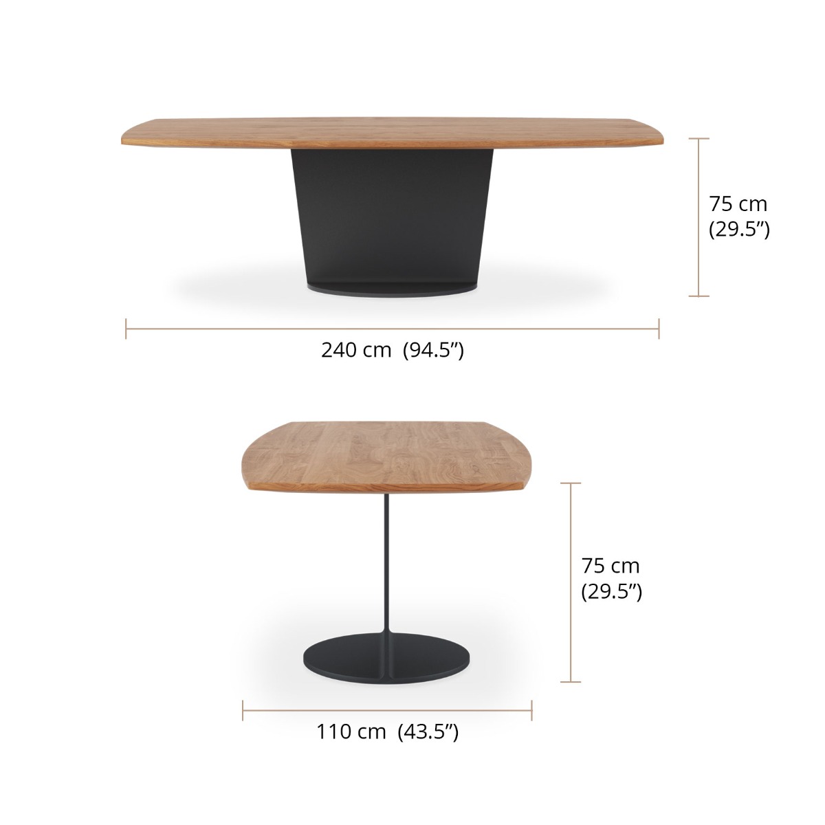 Ovate Dining Table dimensions