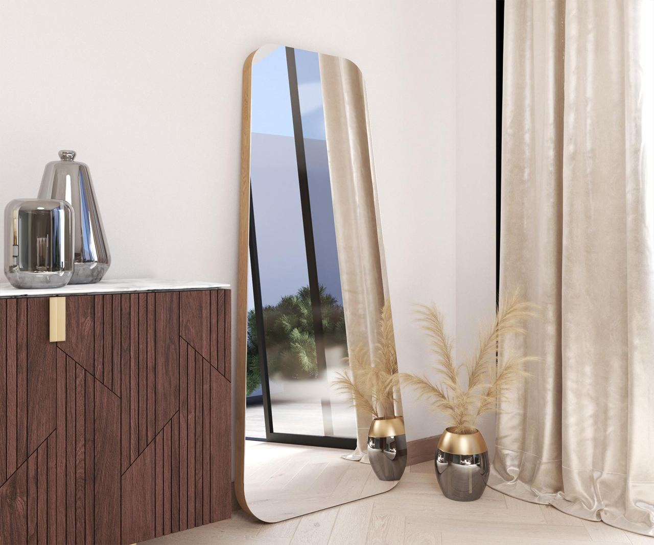 Ovate Leaning Mirror, in a room