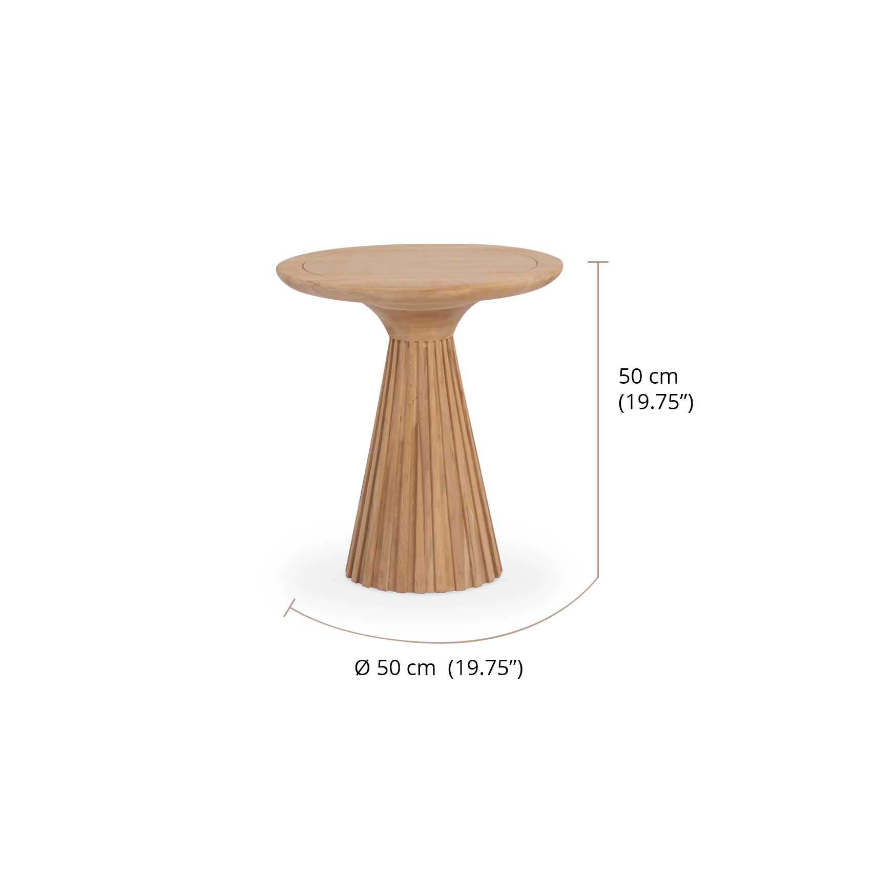 Pleat Small Accent Table dimensions