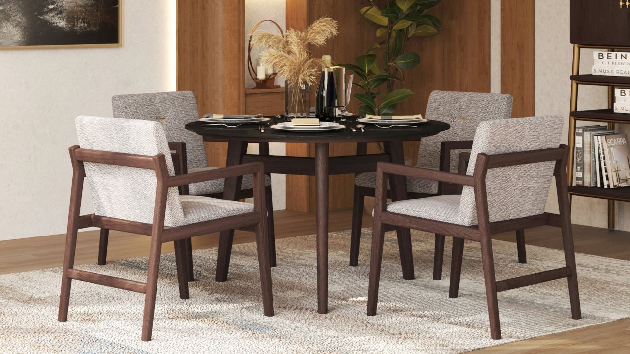 Rafa Round Dining Table - Sintered Stone, in a room