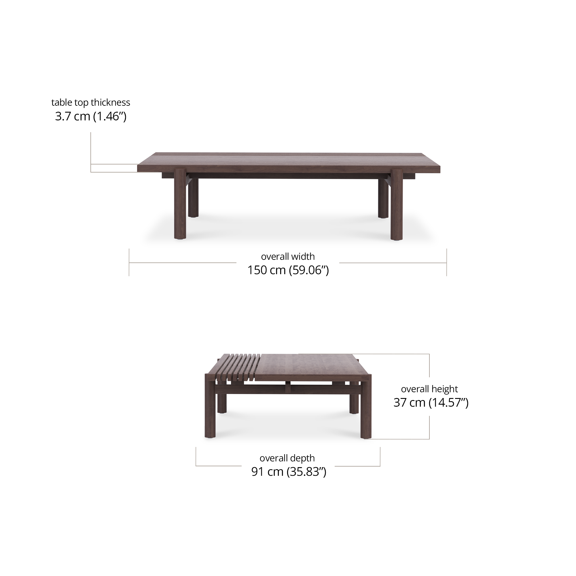 Raul Living Recta Coffee Table dimensions