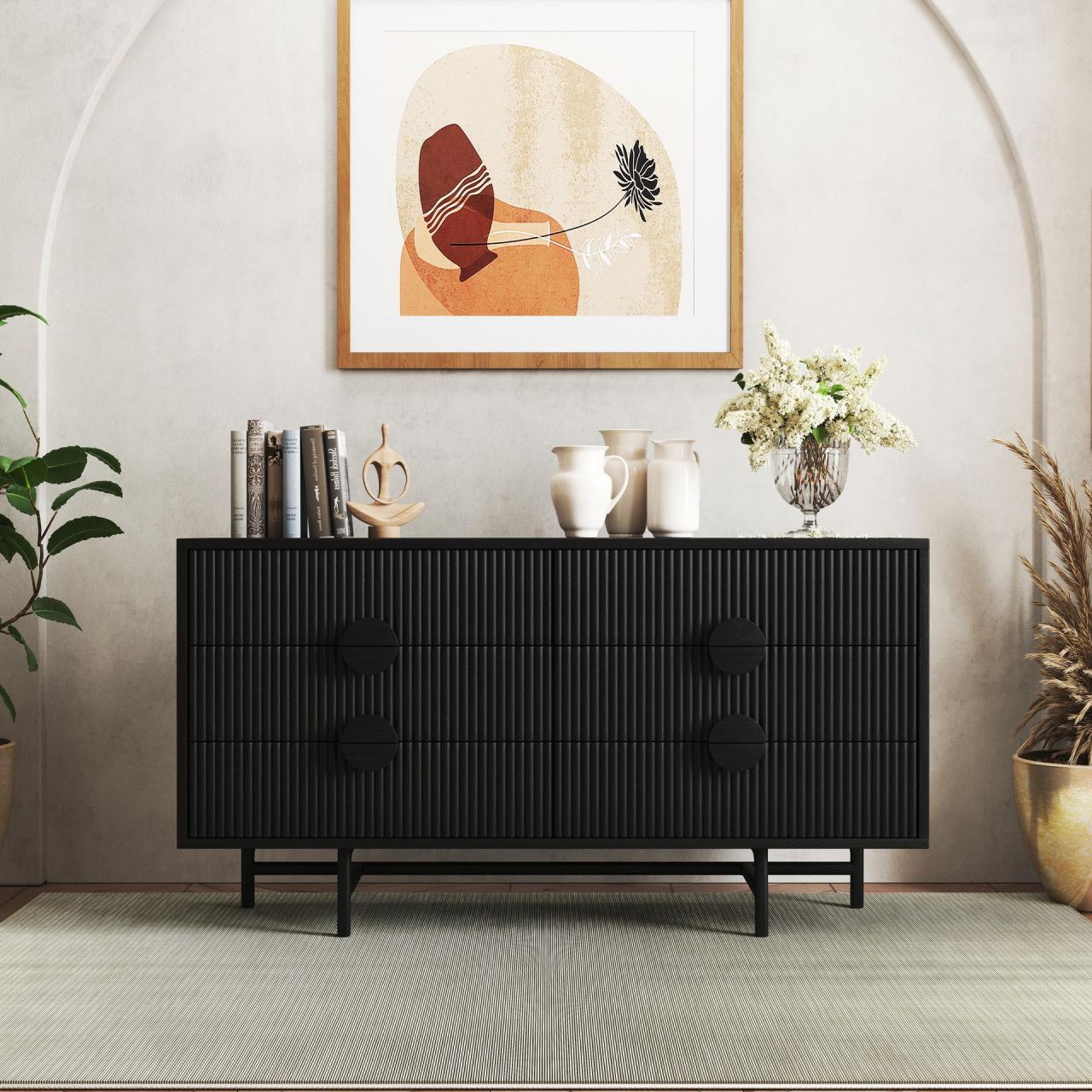 Reku Wide Dresser in a furnished room