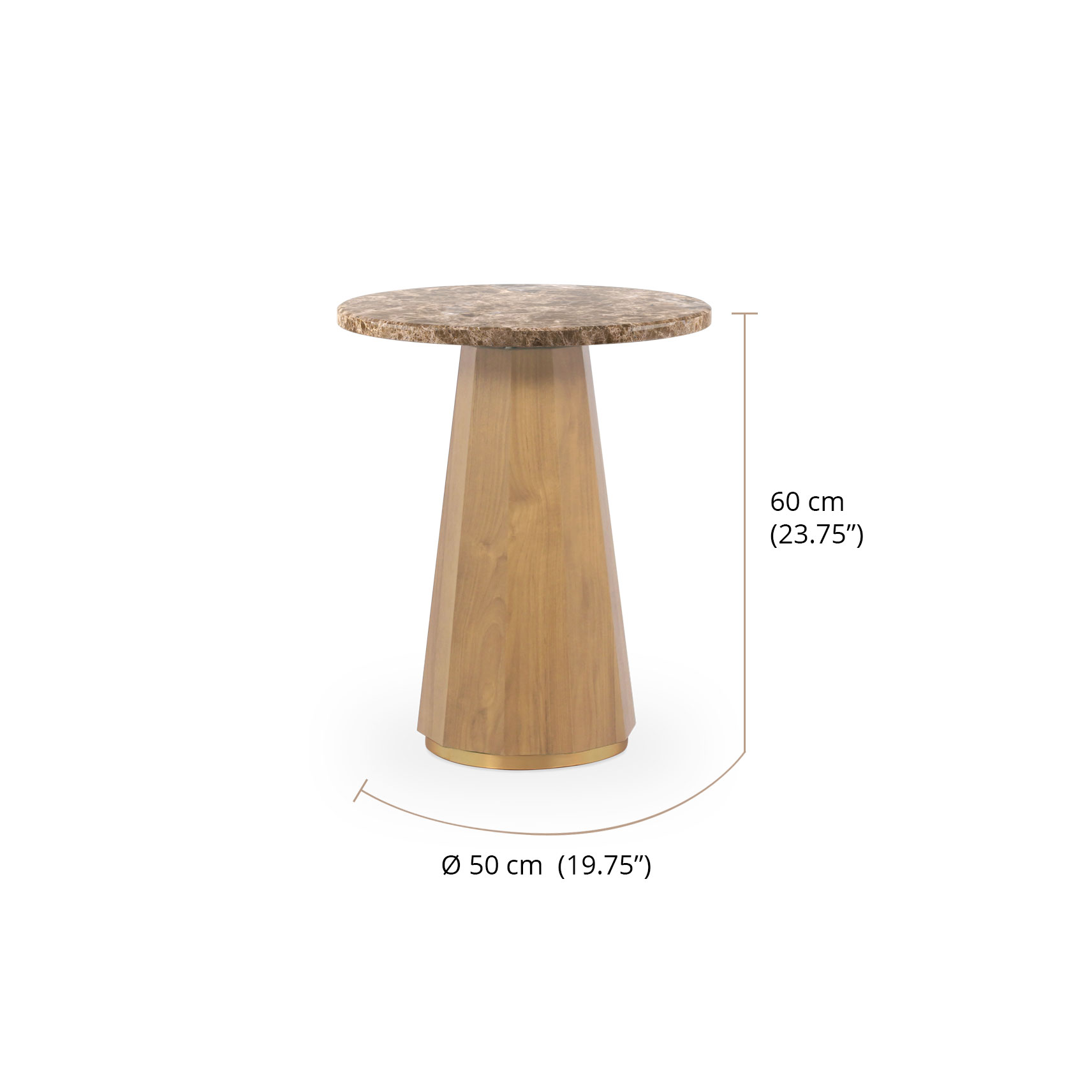 Ruffle Accent Table dimensions