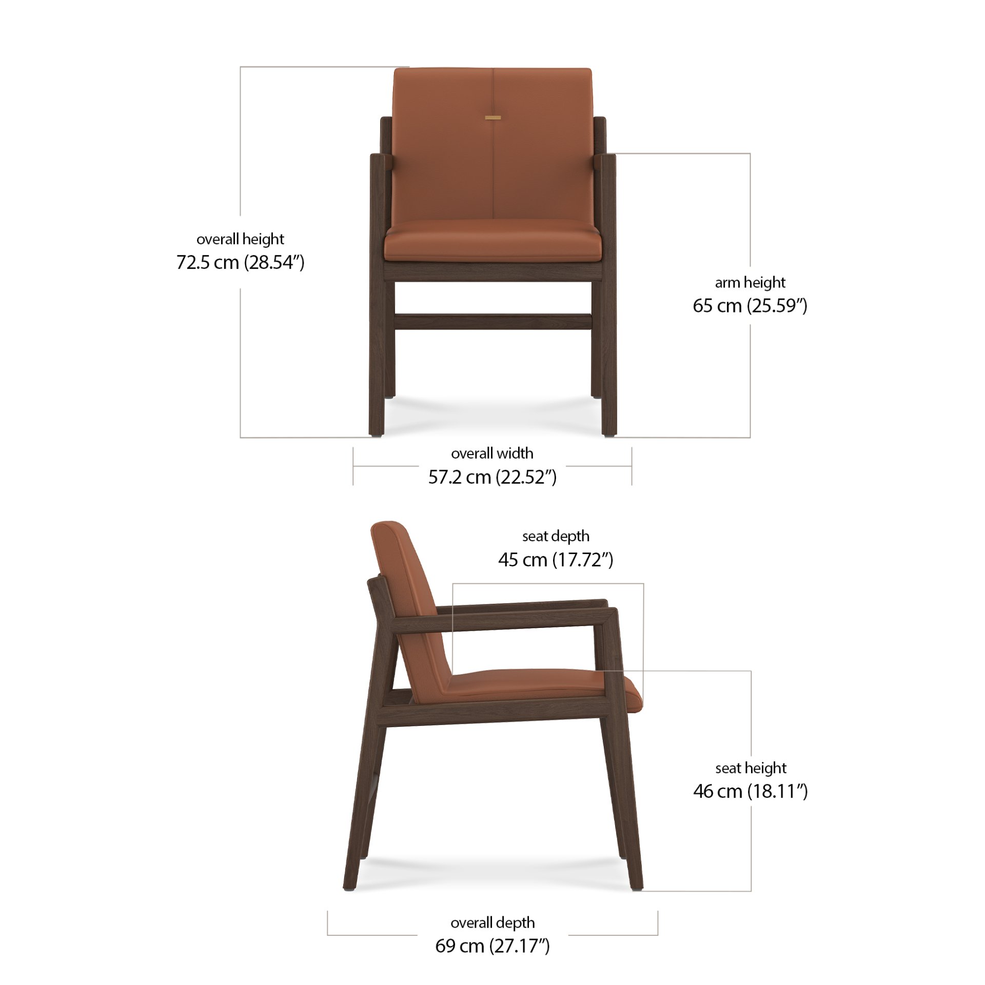 Rhodes Dining Chair - Leather dimensions