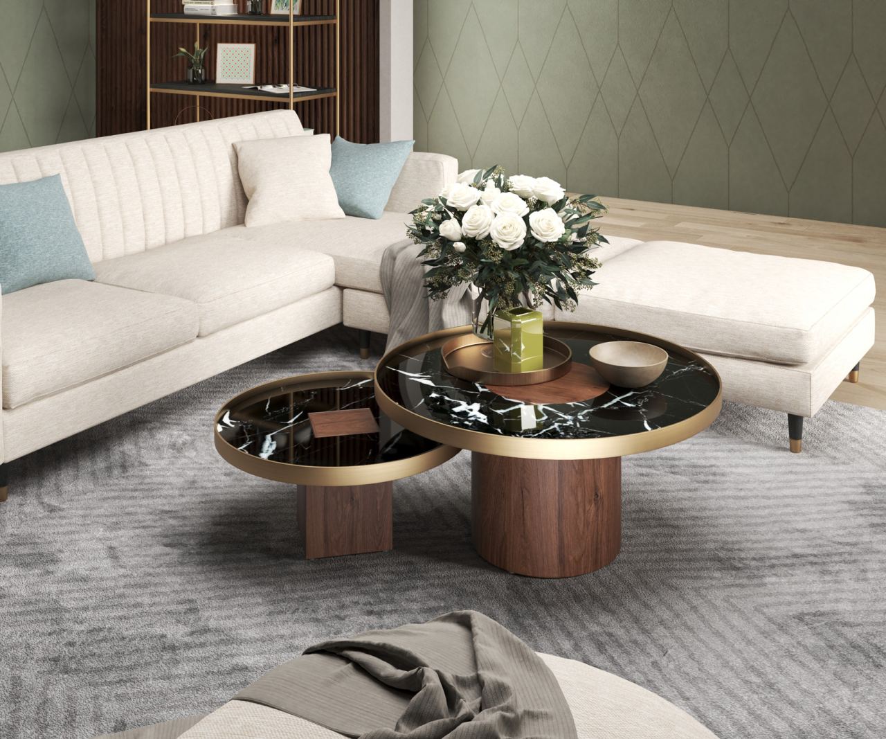 Rho Recta Low Table in a furnished room