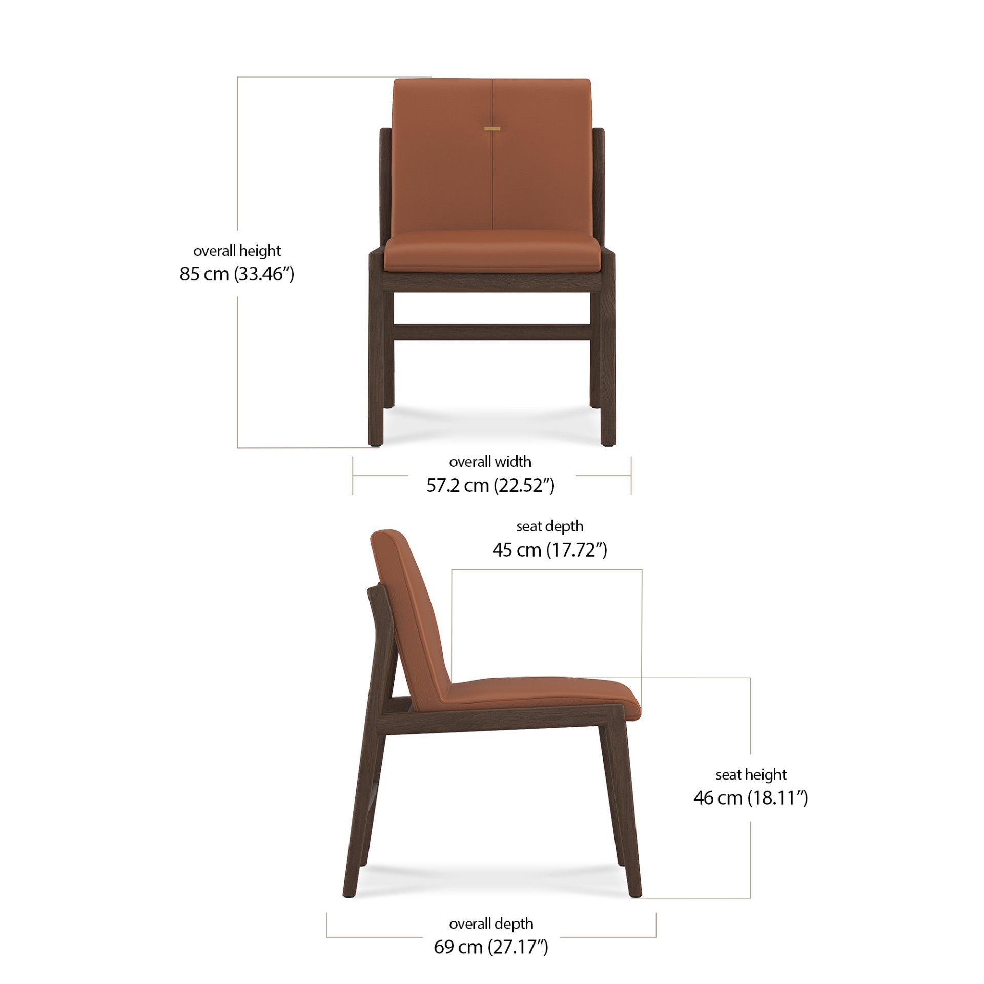 Rhodes Side Chair - Leather dimensions