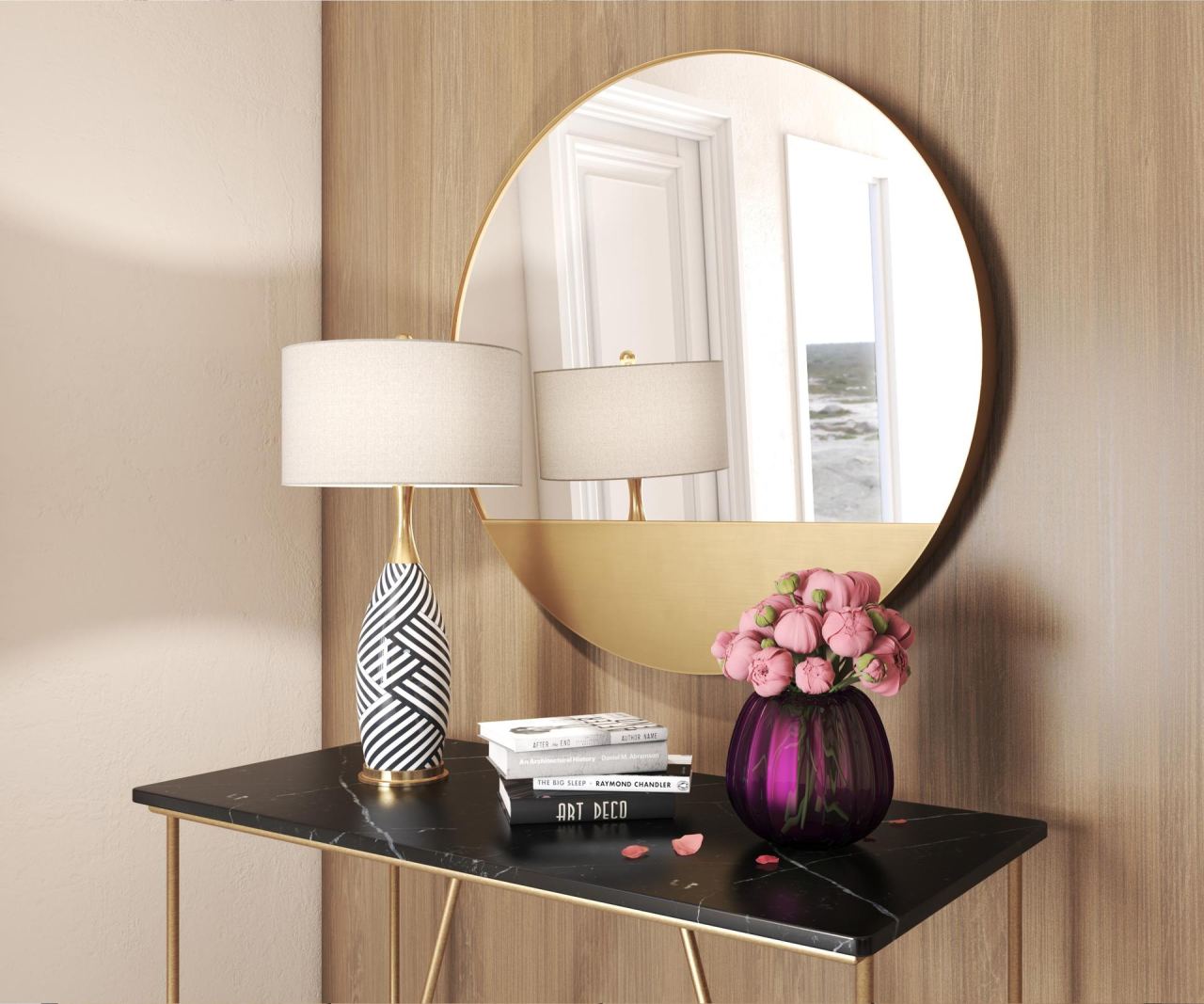 Roundy Infinity Mirror, in a room