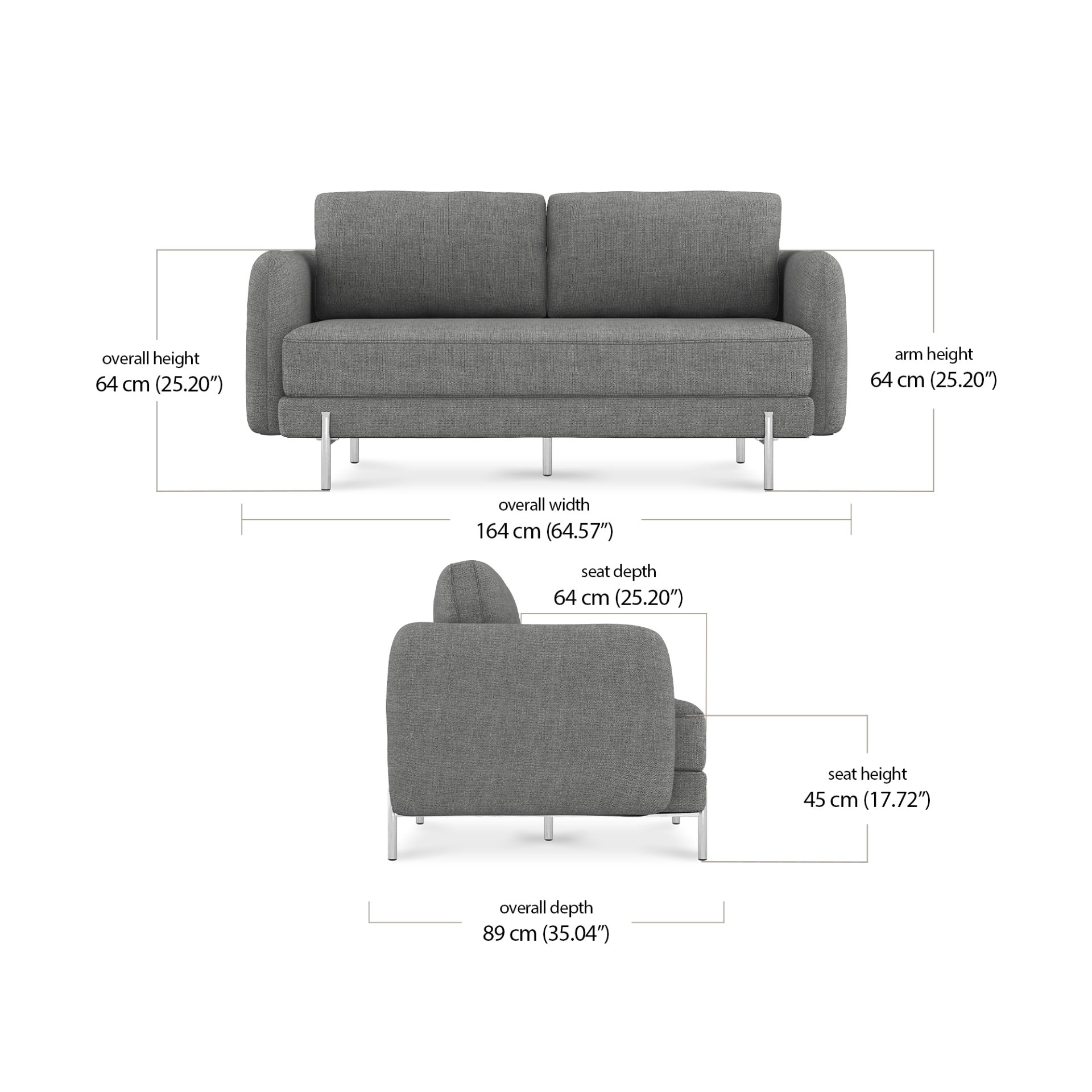 Saga 2 Seater dimensions