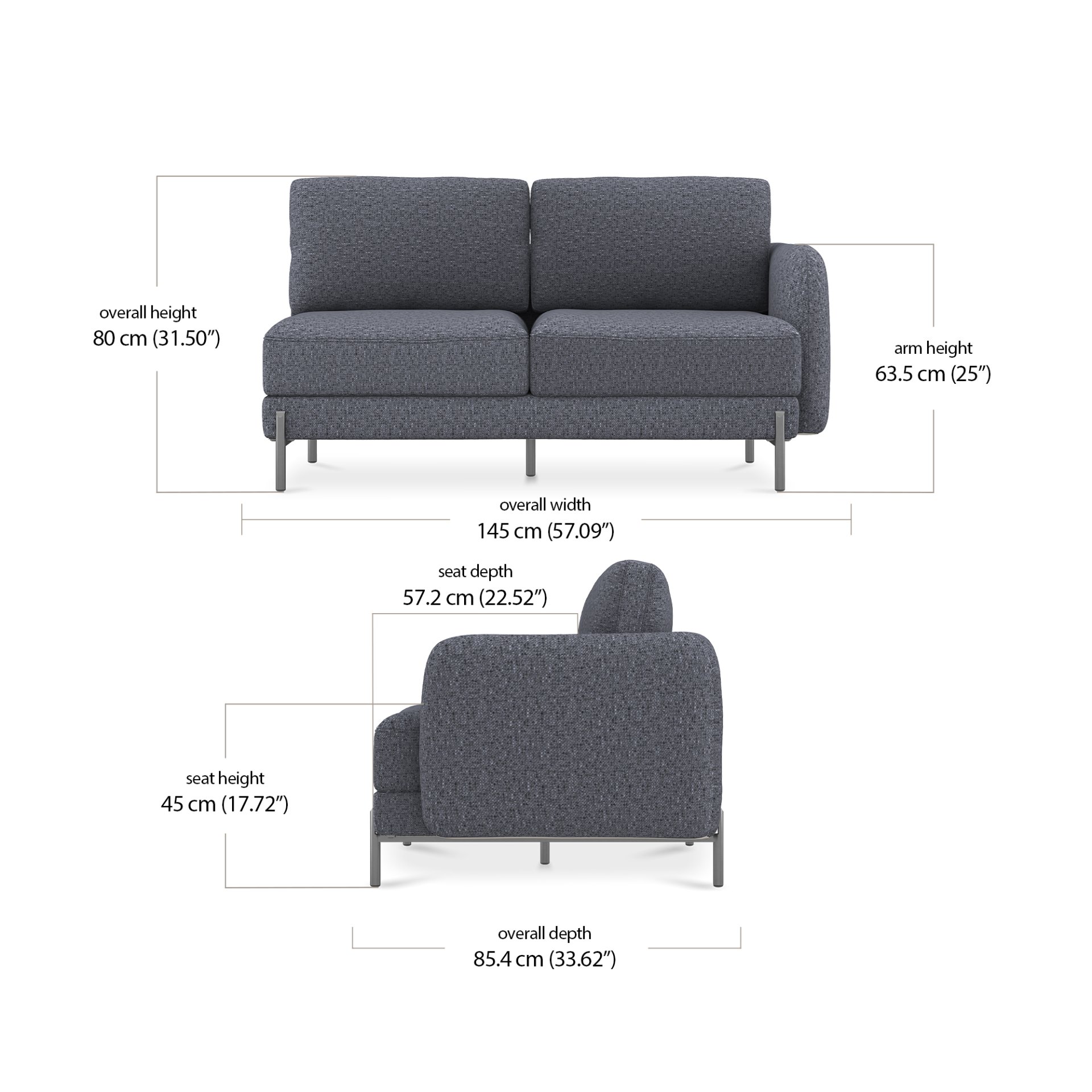 Saga 2 Seater Module dimensions