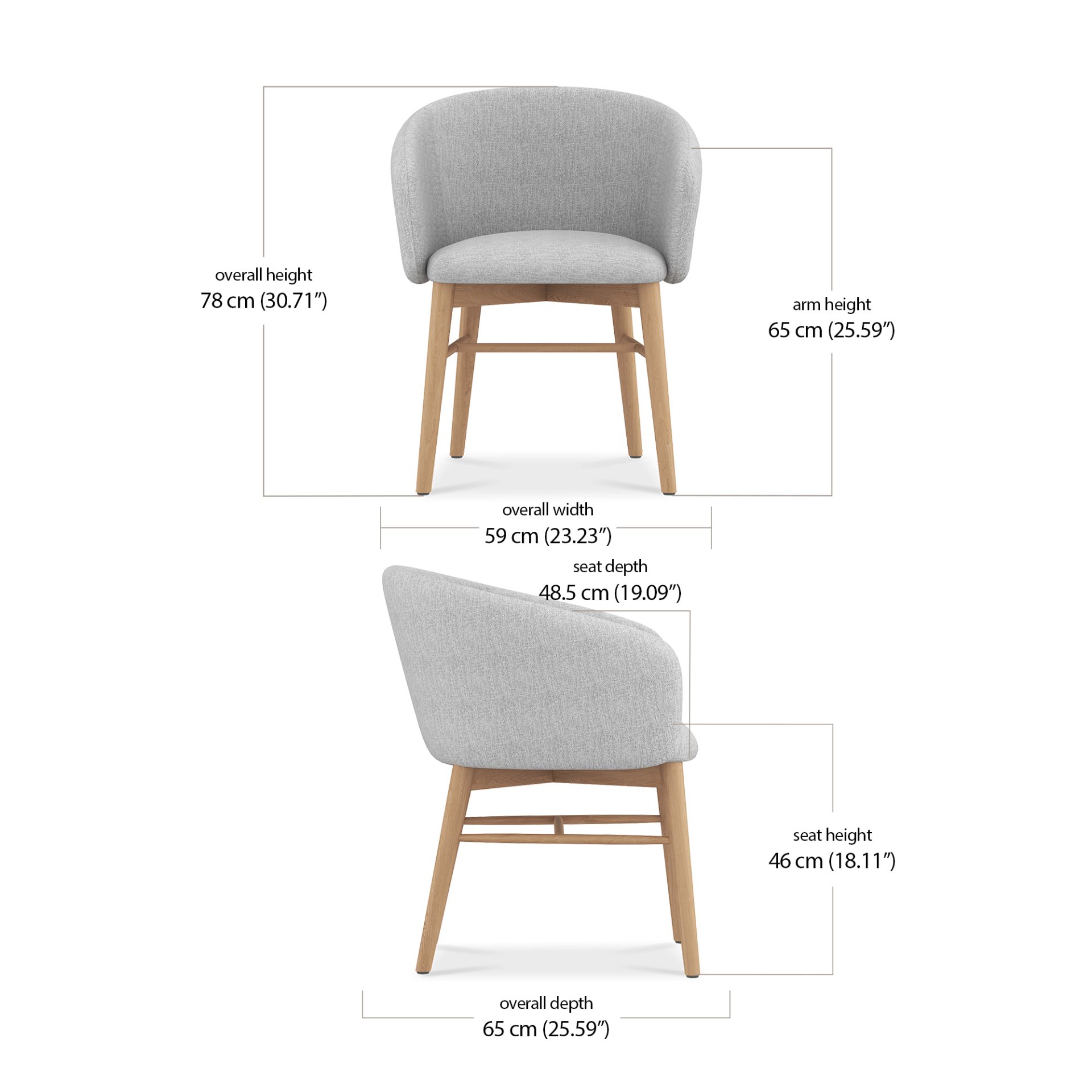 Sia Dining Armchair dimensions
