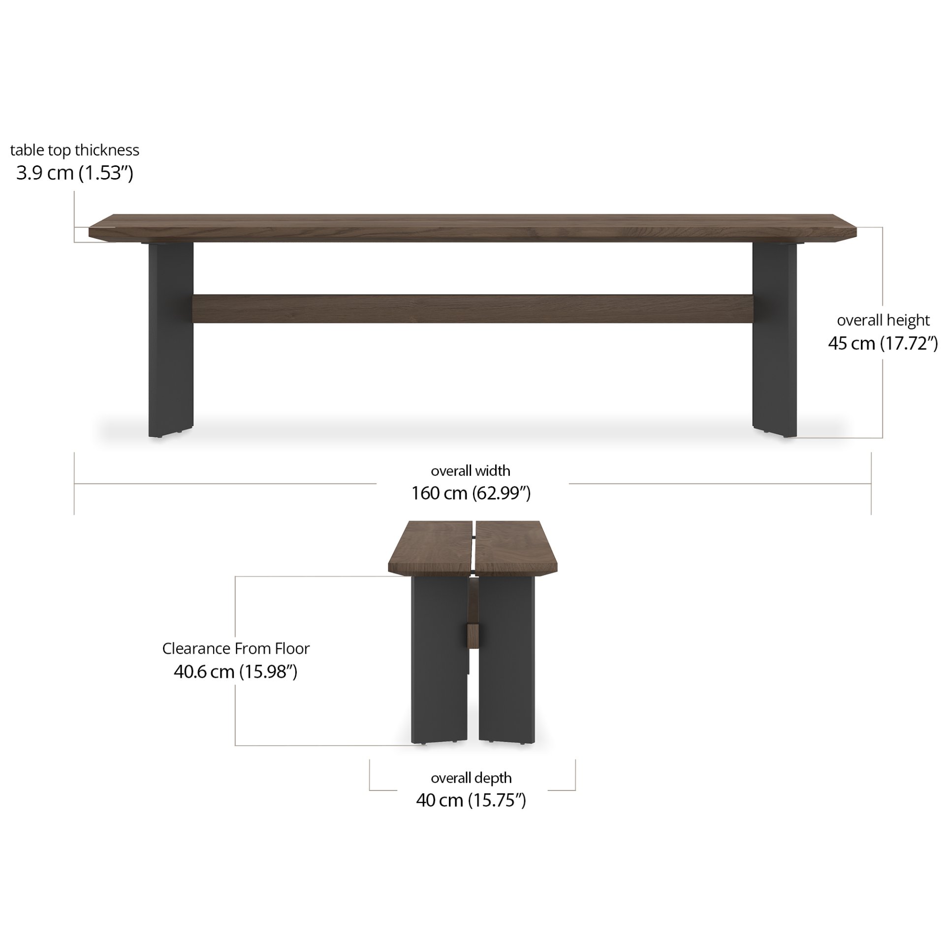 Stark Dining Bench dimensions