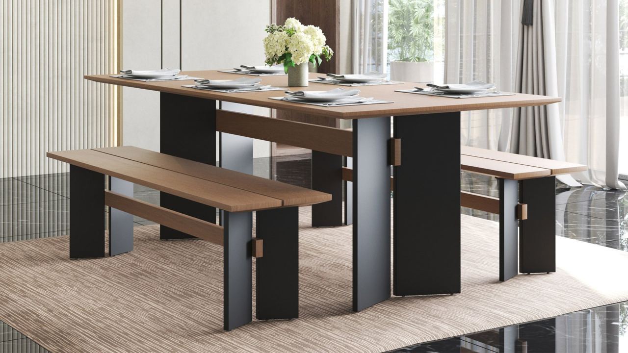 Stark Dining Bench, in a room