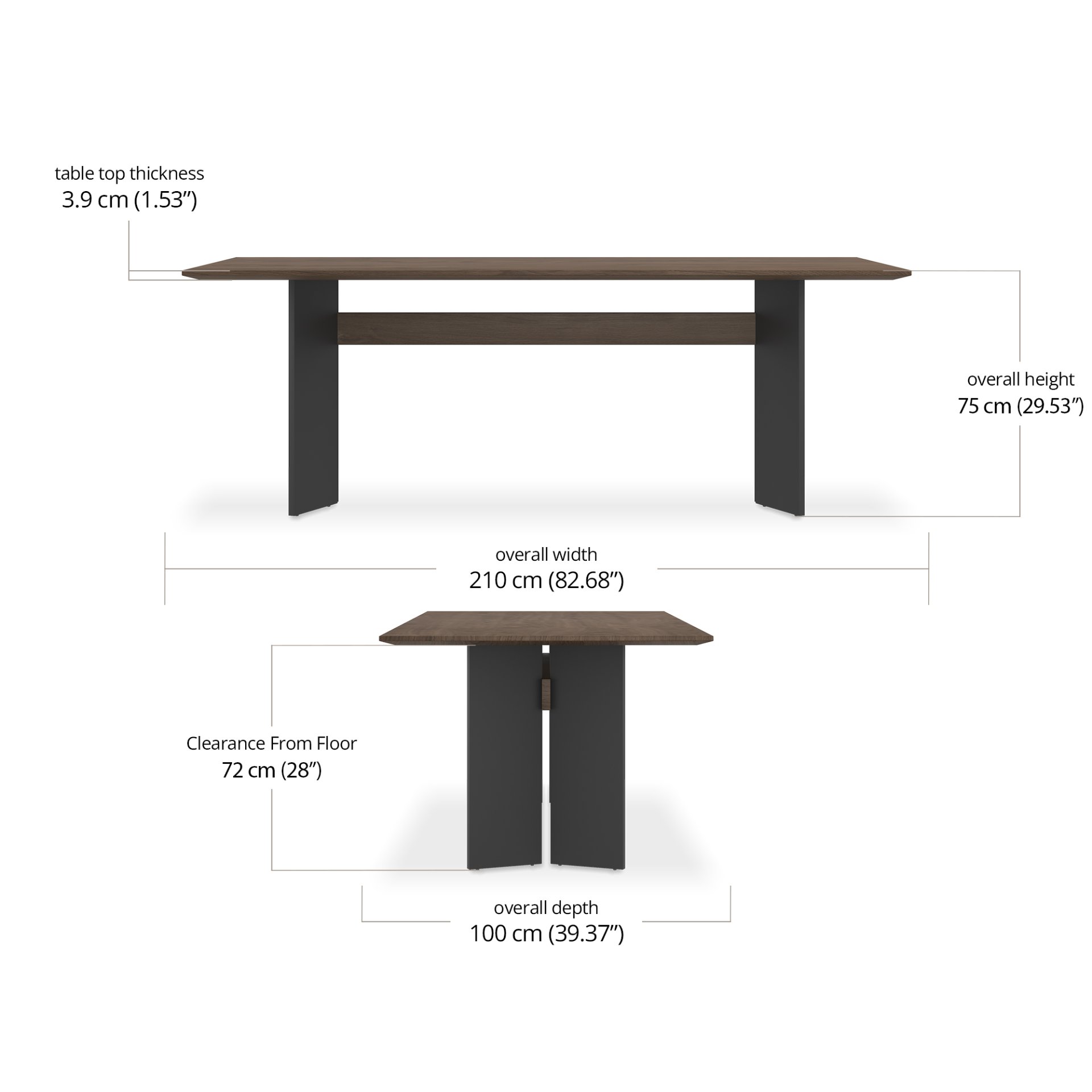 Stark Recta Dining Table 210 dimensions
