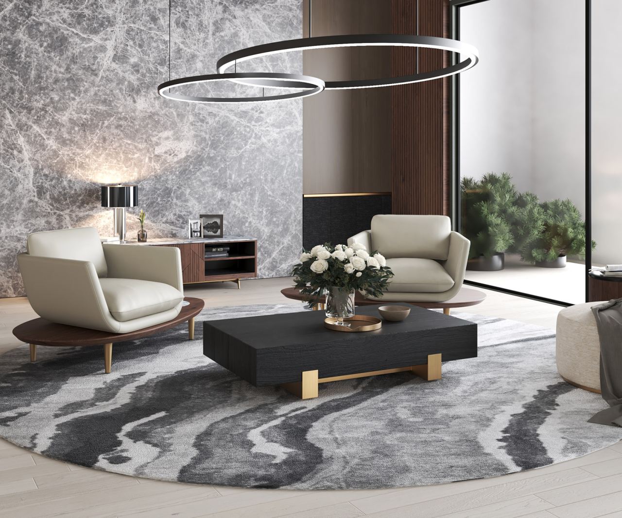Tabir Lounge Chair Left -Leather, in a room