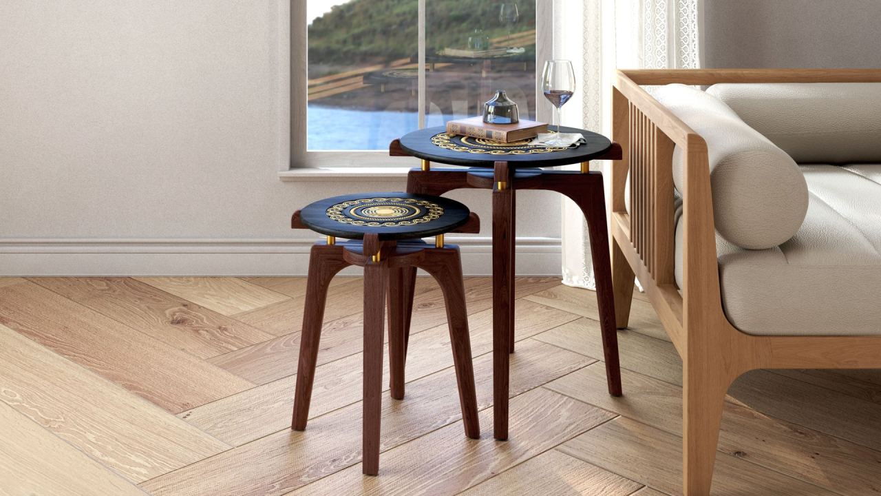 Torajo Accent Table Small in a furnished room