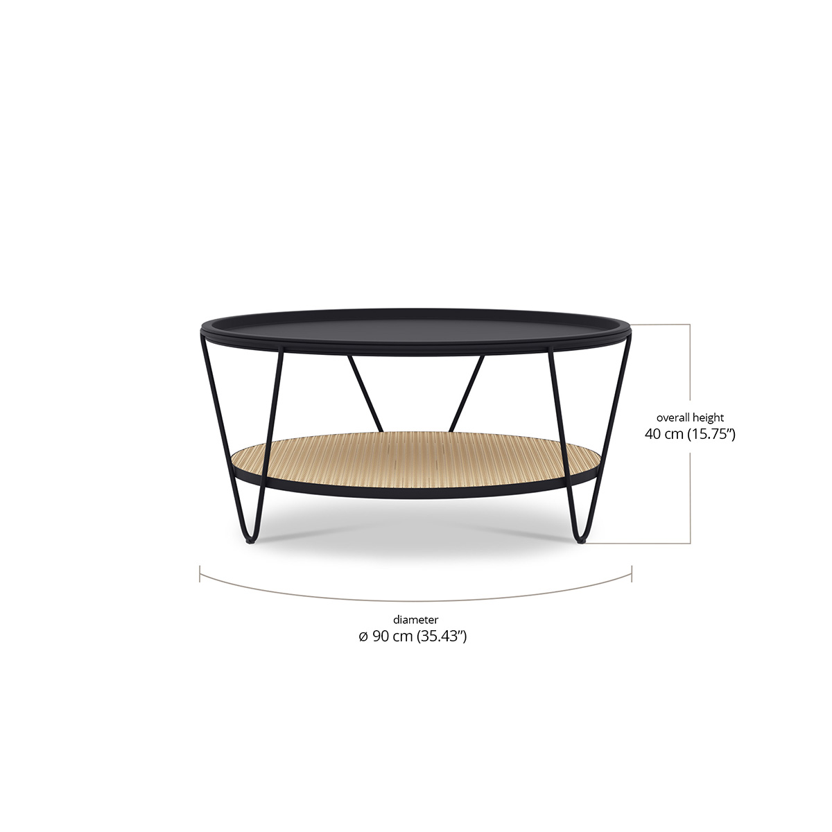 Velis Alumunium Coffee Table dimensions