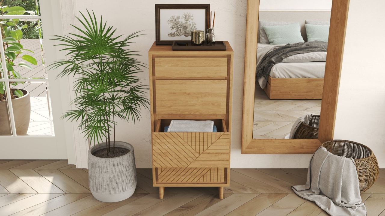 Vera Tall Dresser, in a room