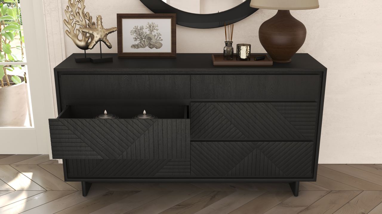 Vera Wide Dresser in a furnished room