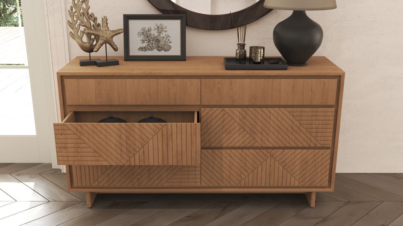 Vera Wide Dresser, in a room