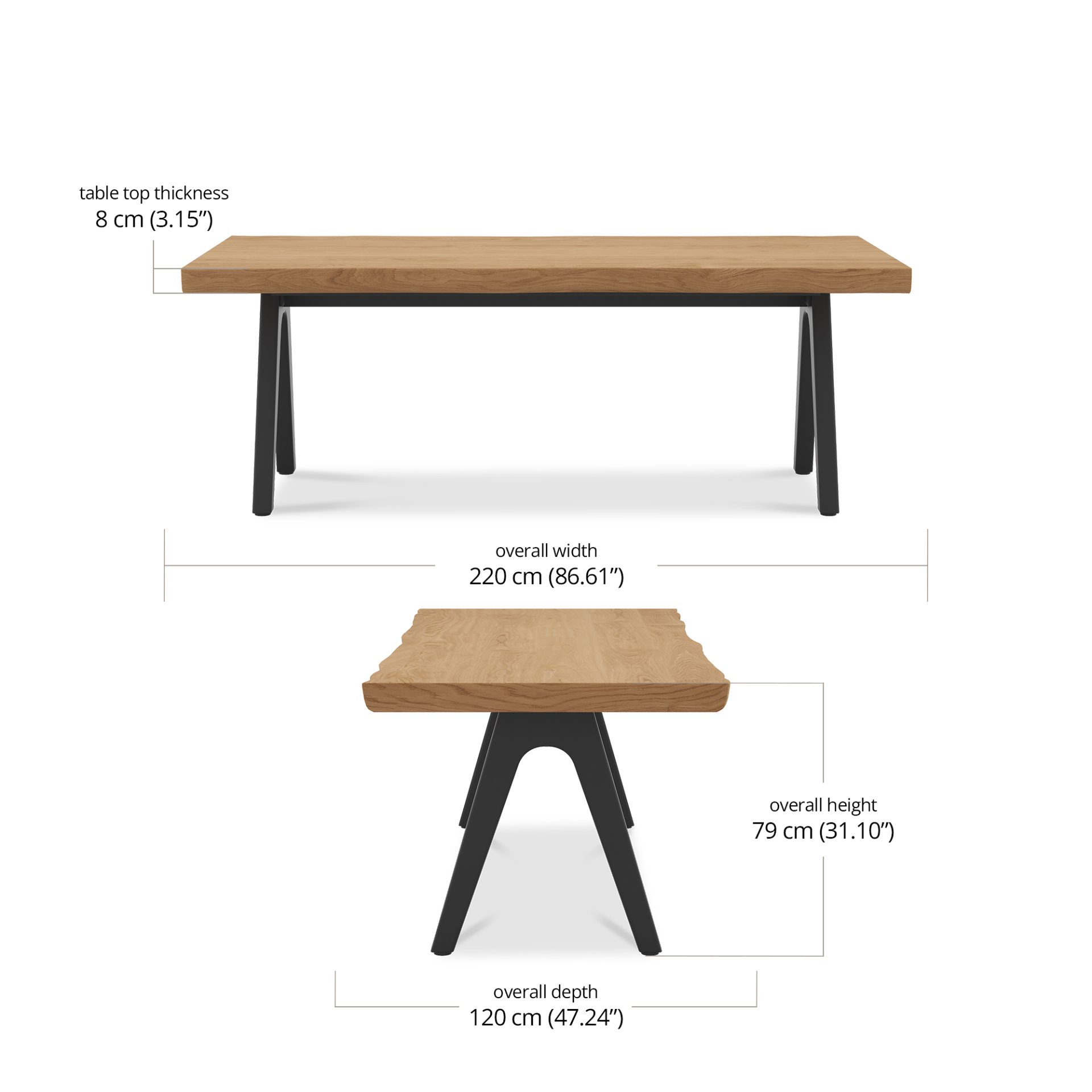 Vito Dining Table Leg-V dimensions