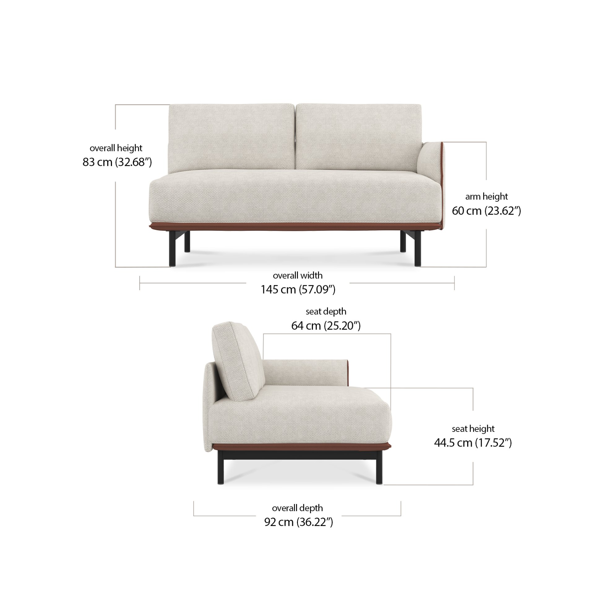 Villas 2 Seater Module dimensions