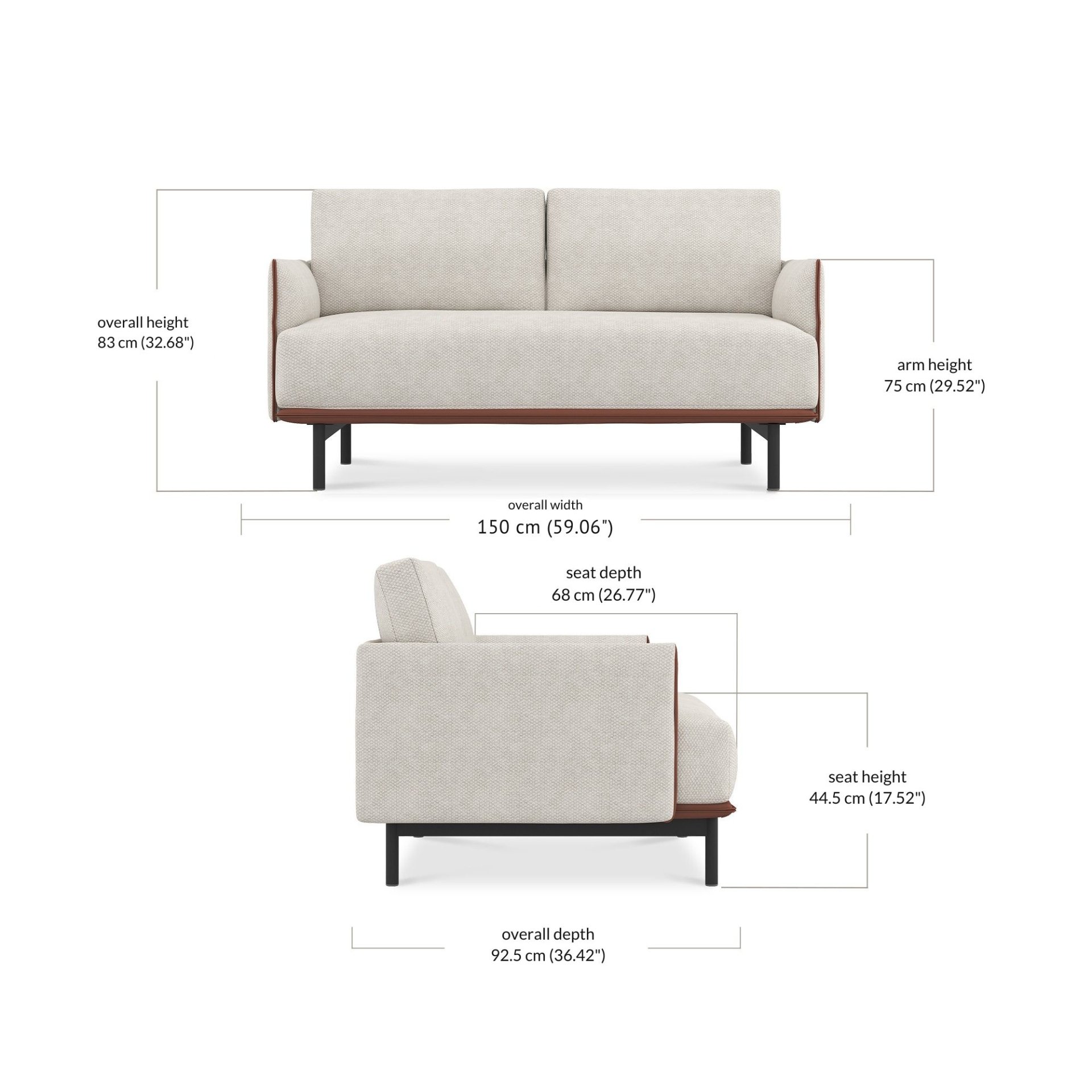 Villas 2 Seater dimensions