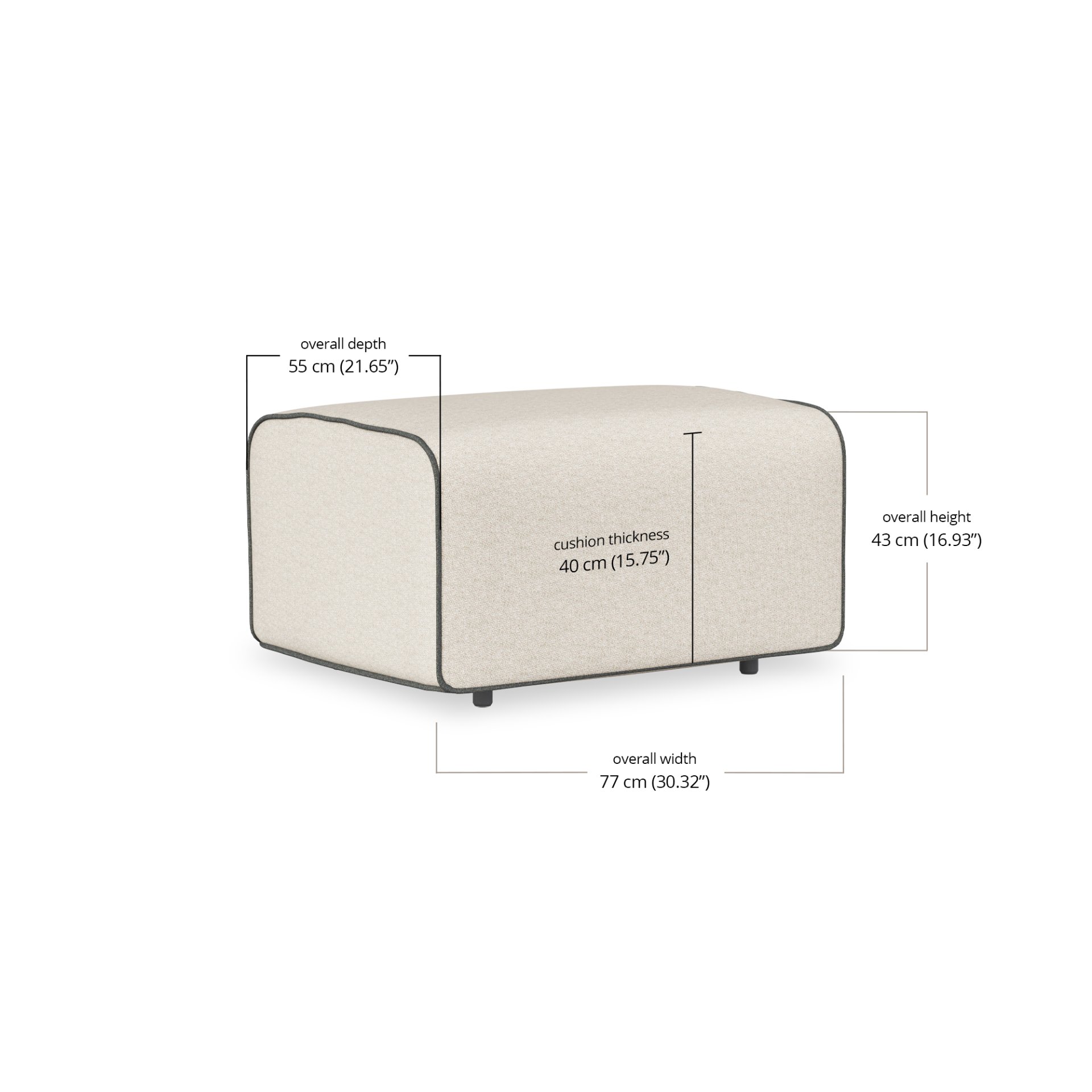 Yola Ottoman dimensions