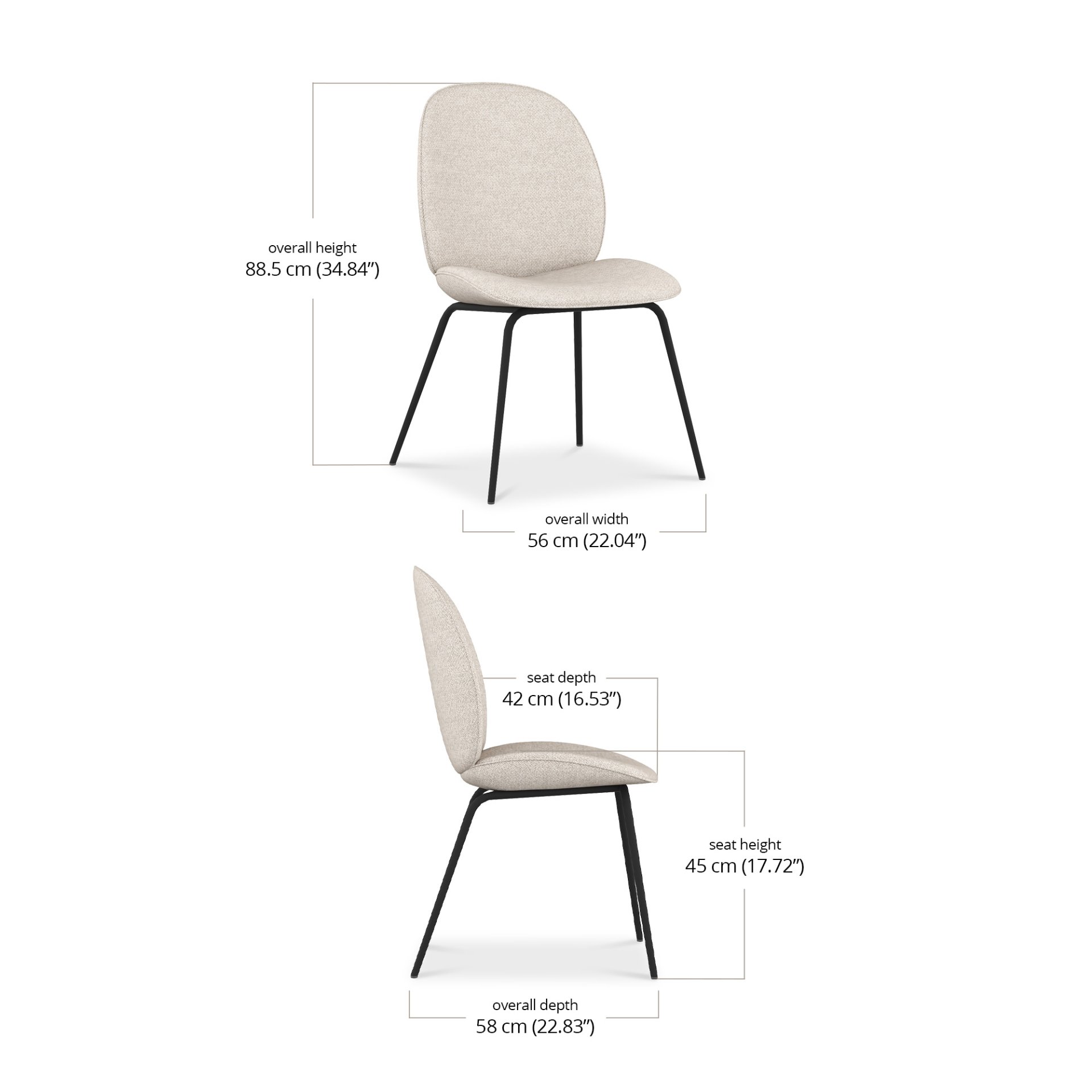 Yuri Dining Side Chair dimensions