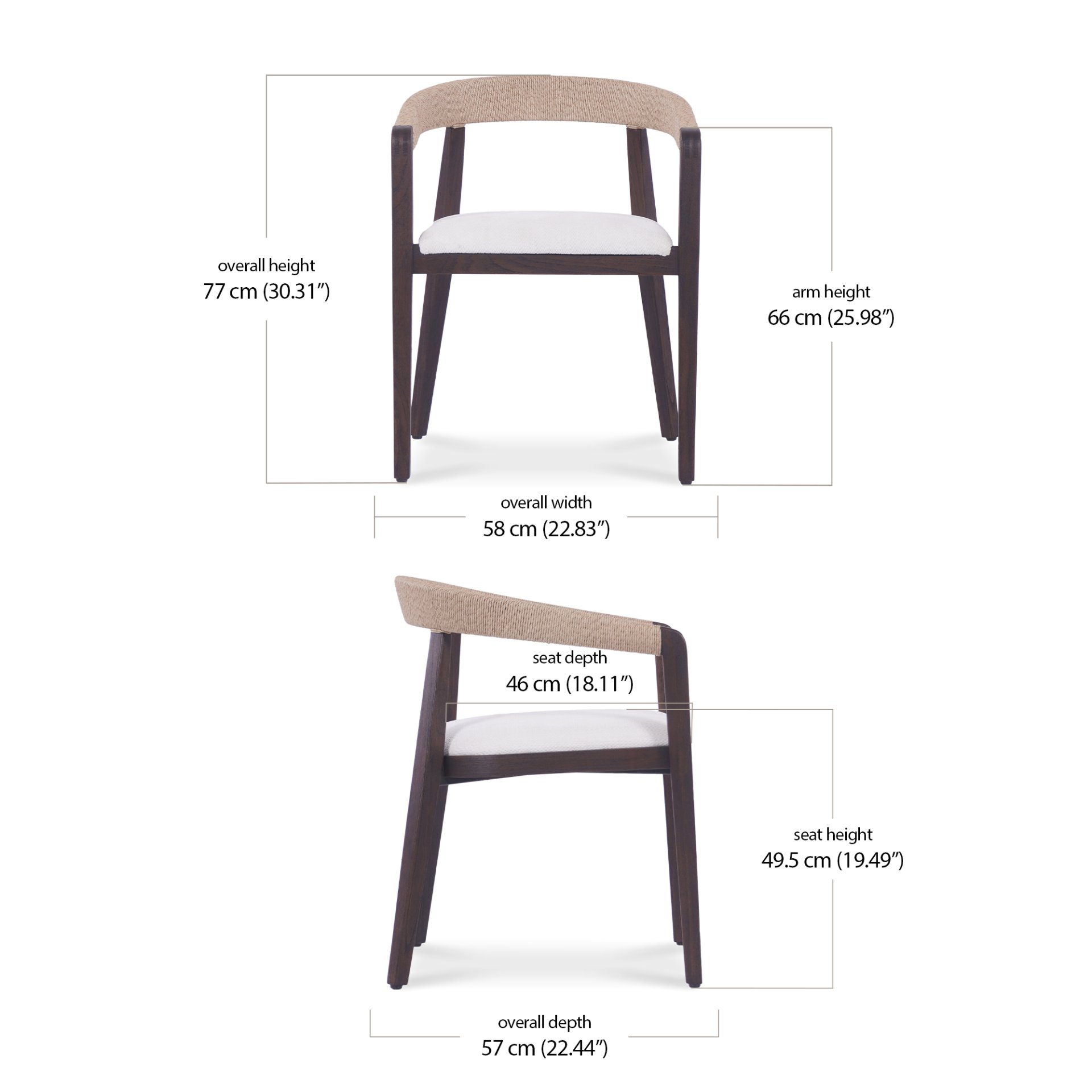 Zade Dining Chair dimensions