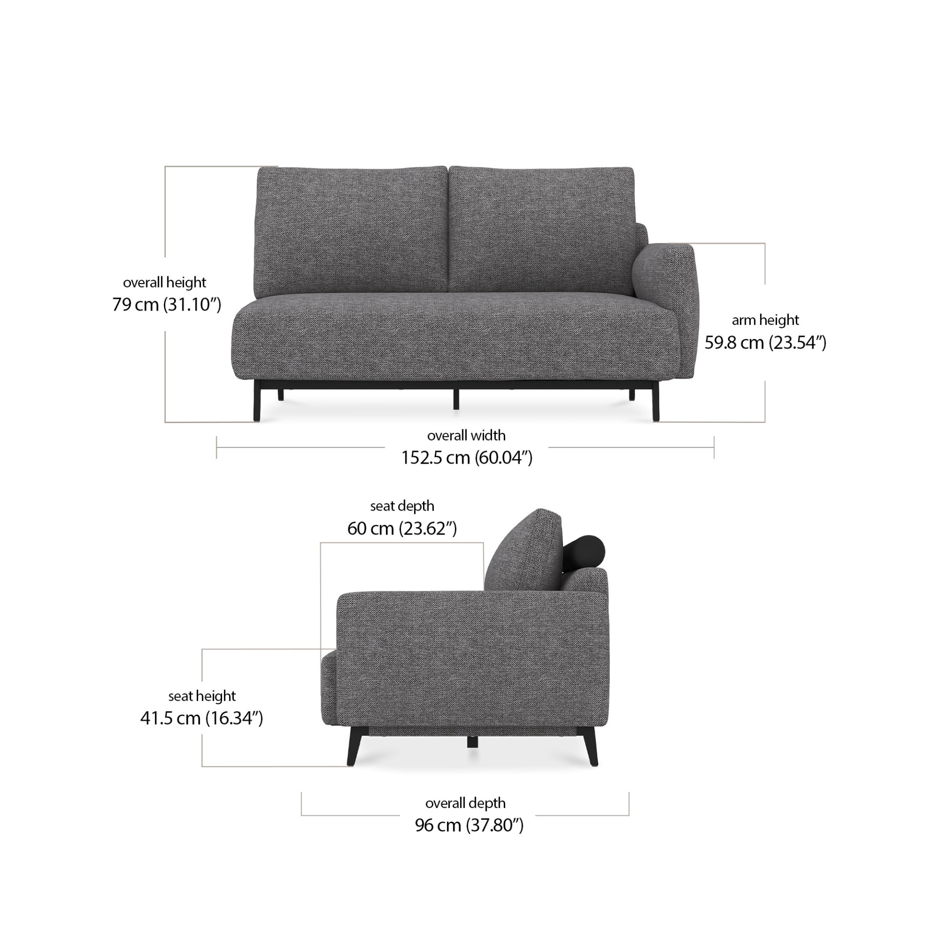 Zane 2 Seater Module dimensions