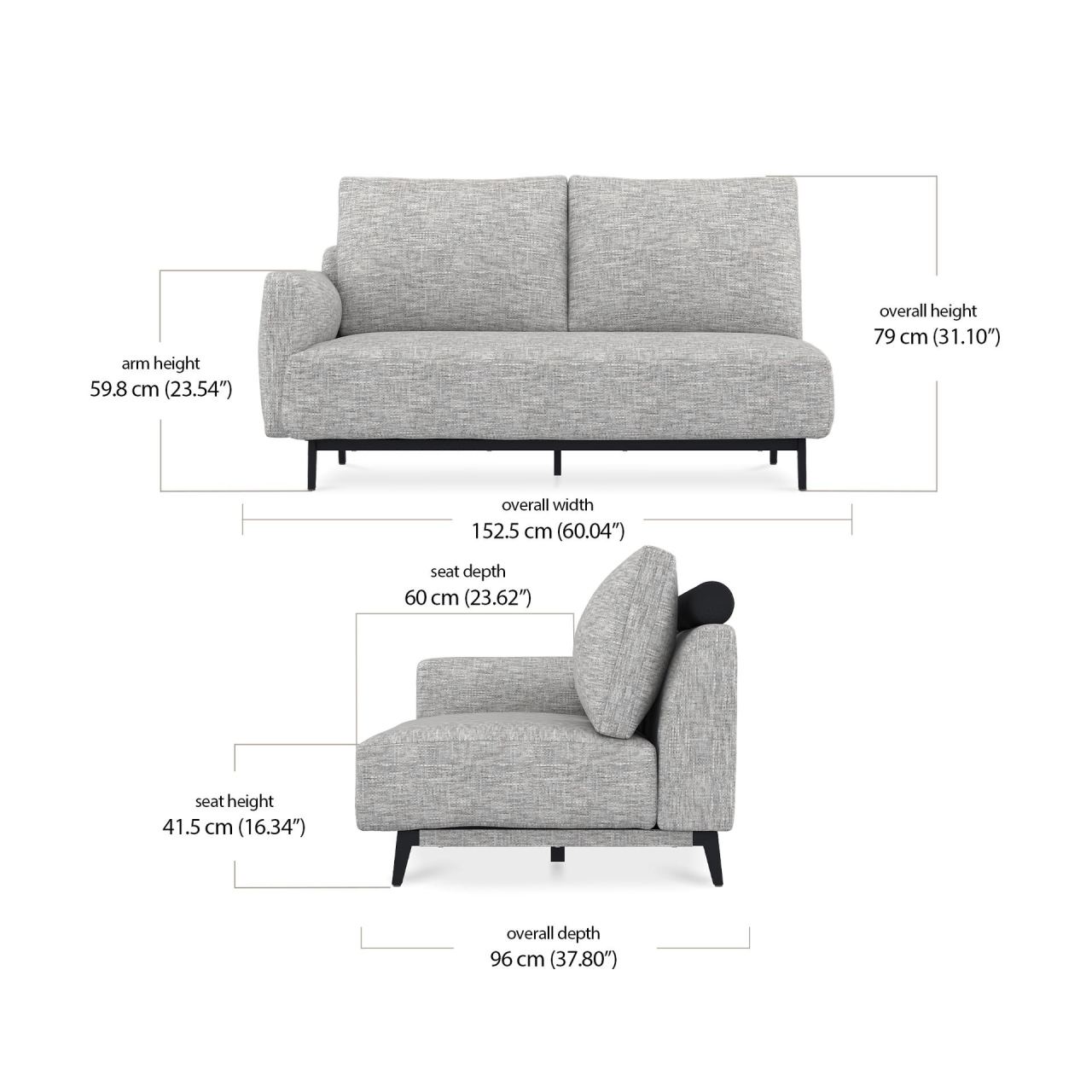 Zane 2 Seater Right Module, in detail