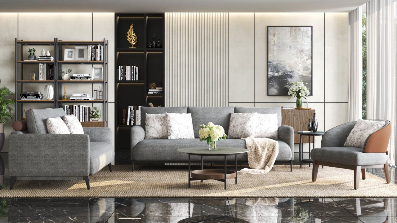 Zane 3 Seater Sofa in a furnished room