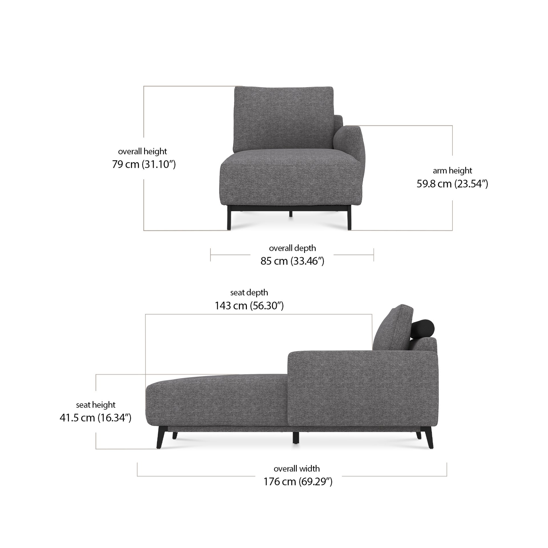 Zane Chaise dimensions